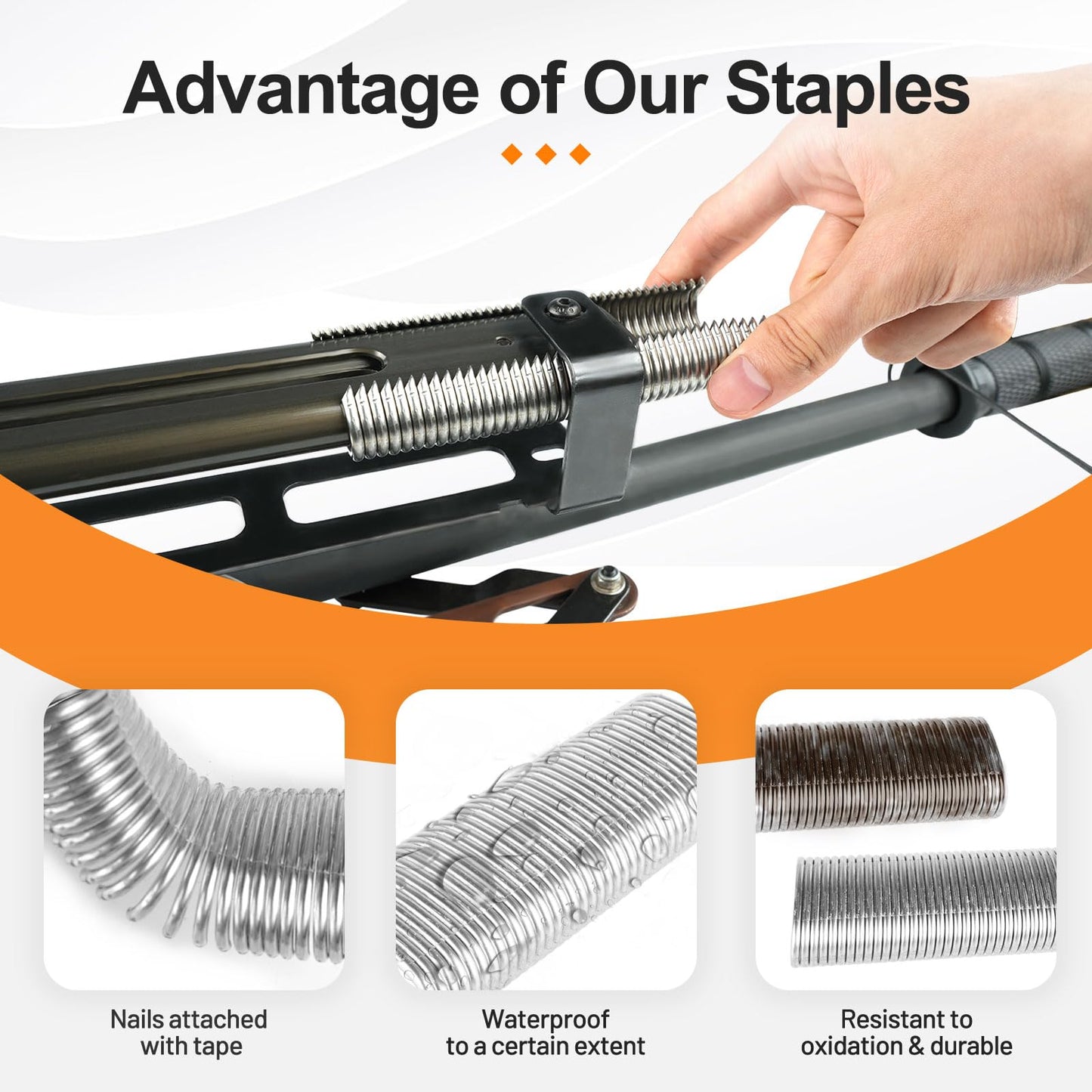 KIMSING - 11 Gauge 304 Stainless Steel Hog Ring Staples, 1-3/4" (45mm) Crown, 1600 Pcs/Box, Fasteners for C50, Heavy Duty Wire Fencing, Gabion