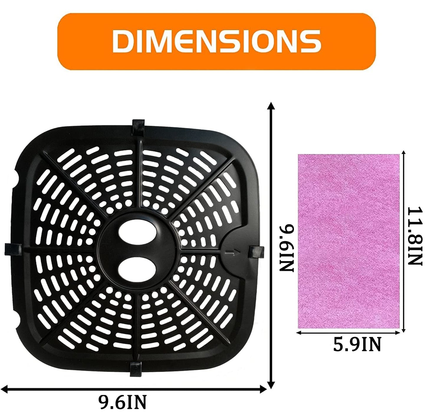 HEISENLIN Square Air Fryer Replacement Crisper Tray for 6.8QT Dreo Air Fryer Pro Max, 9.6IN Upgraded Double-layer Coating Air Fryer Grill Plate Pan Rack Grate Grid Insert for Dreo Air Fryers