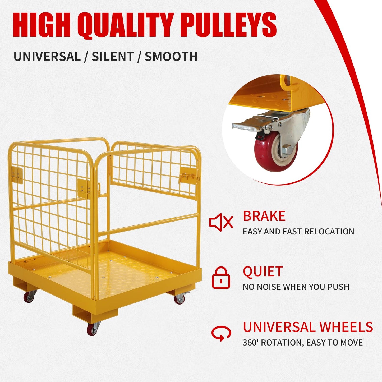 Atatod Forklift Safety Cage 36"x36" inch Heavy Duty Forklift Man Basket 1150lbs Capacity Work Platform Provide Safety for Most Aerial Jobs