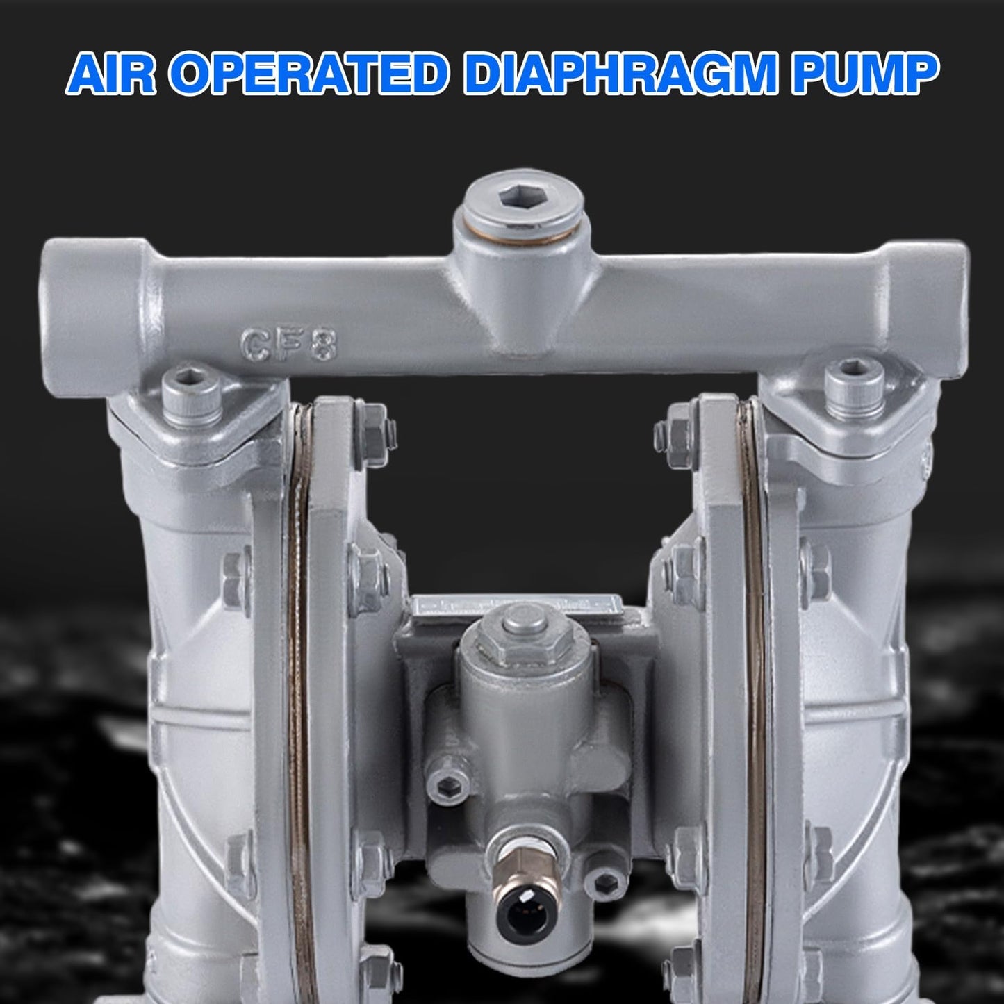 Double Diaphragm Pump Air Operated 1/2 inch Inlet/Outlet Pneumatic Waste Oil Transfer Pump for Chemical QBK-15P 9 GPM Dual Diaphram Polypropylene Nitrile Rubber by Stainless Steel Iron 120 PSI