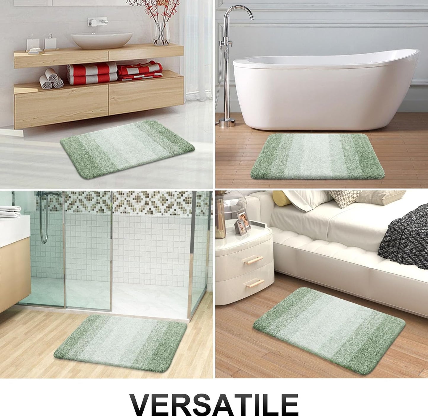 OLANLY Bathroom Runner Rug - Extra Soft Microfiber Mat, Quick Dry & Washable | 70x24, Sage Green