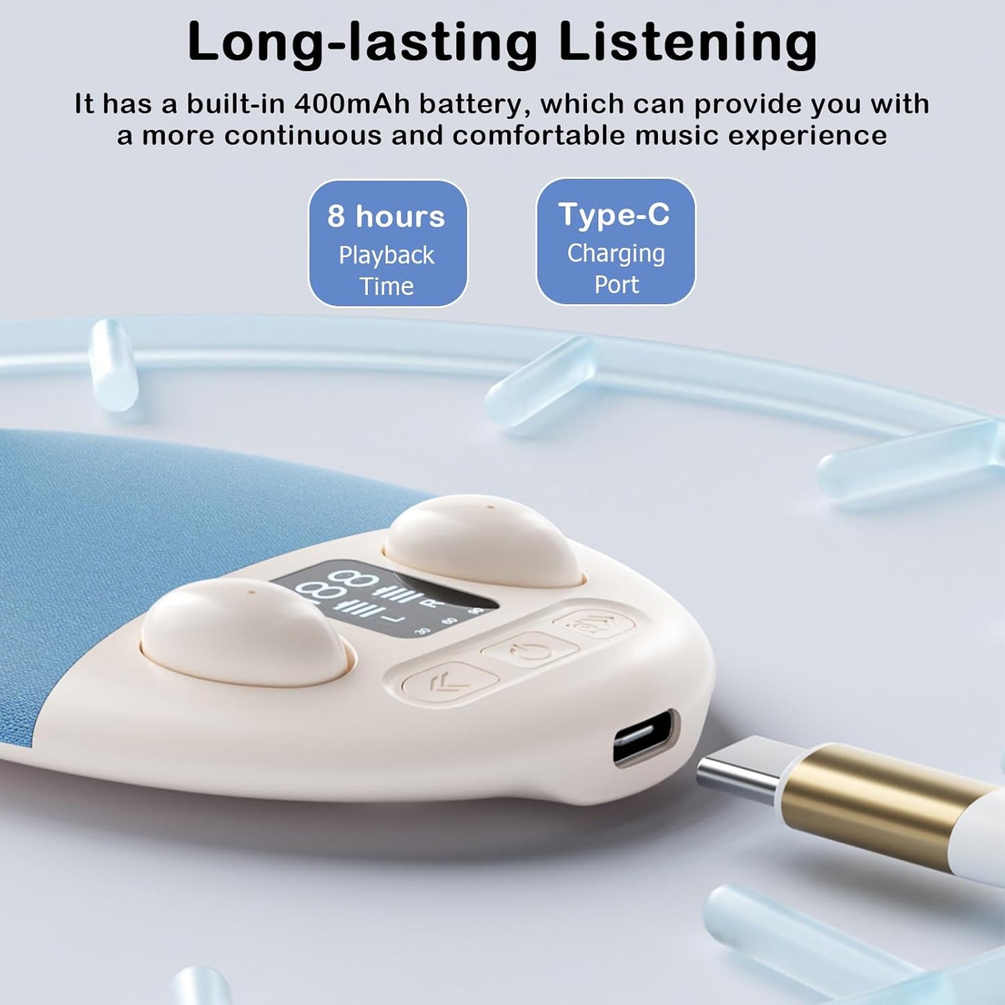 Generic Bluetooth Pillow Speaker with Wireless Earbuds for Sleeping, Mini Portable Under Pillow Speaker with White