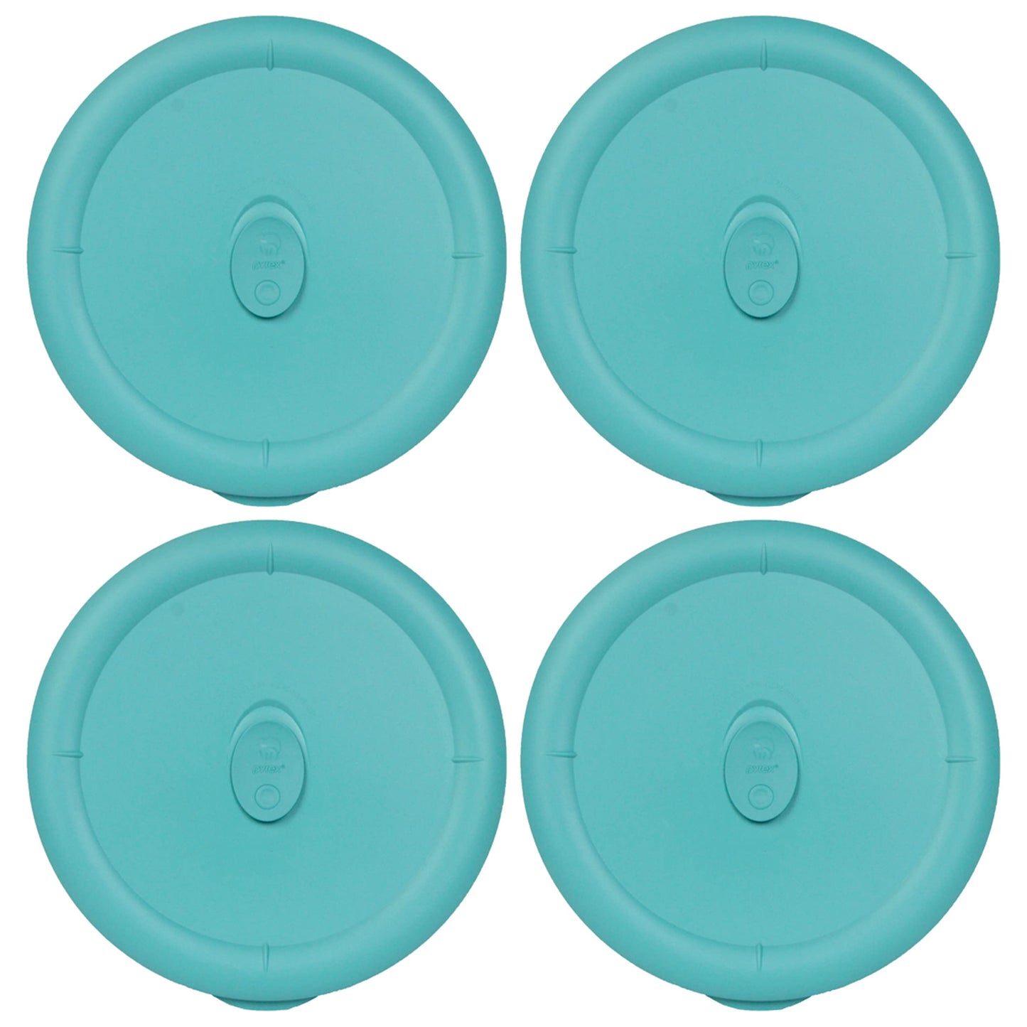 Pyrex 8202-VPC Turquoise Vented Food Storage Replacement Lid (4-Pack) - Made in the USA