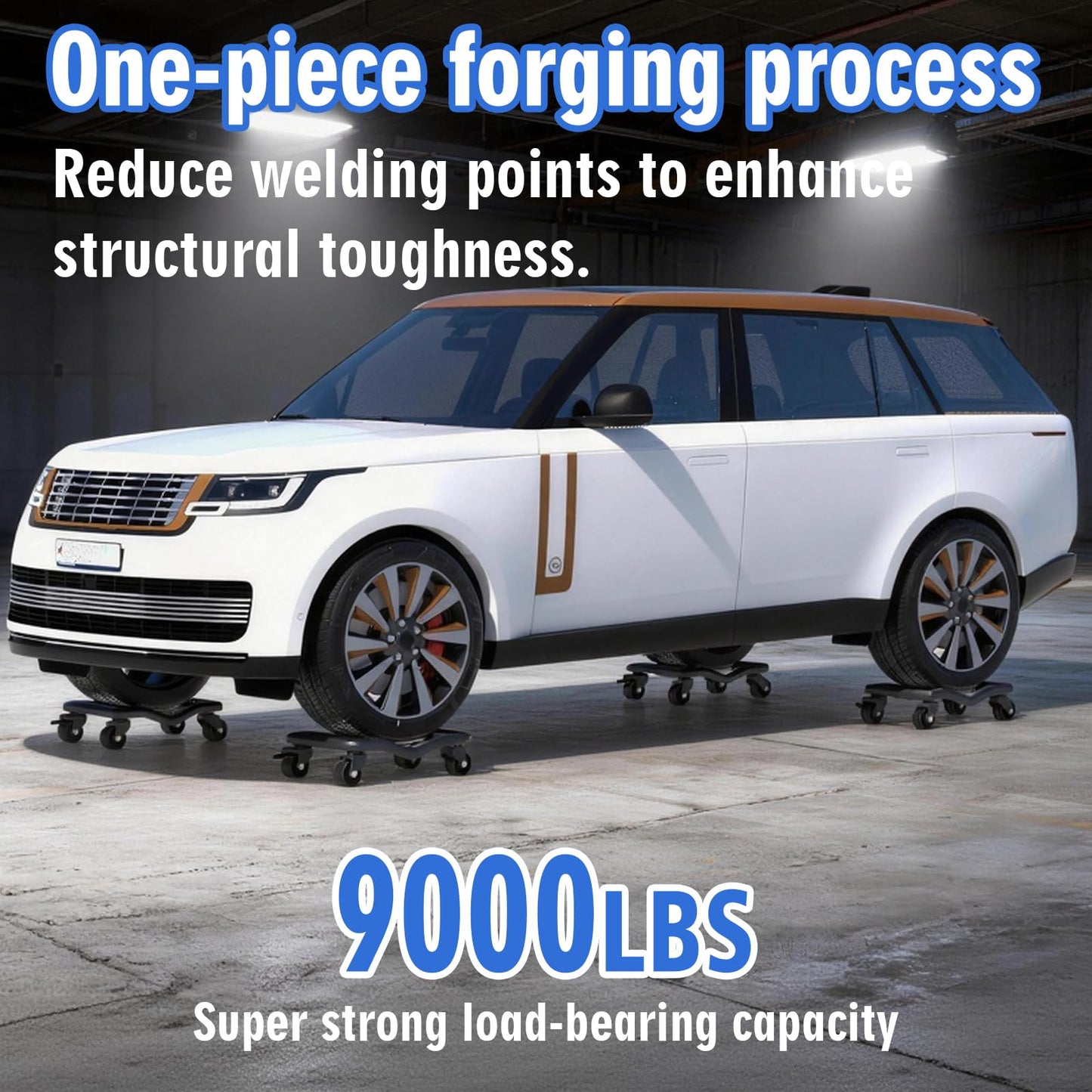 Car Dolly Set of 4, 9000 LBS Capacity Universal Vehicle Moving Dolly for Cars, SUVs, Motorcycles & Boats, Low-Profile Wheel Skates for Garage, Workshop and Marine Use