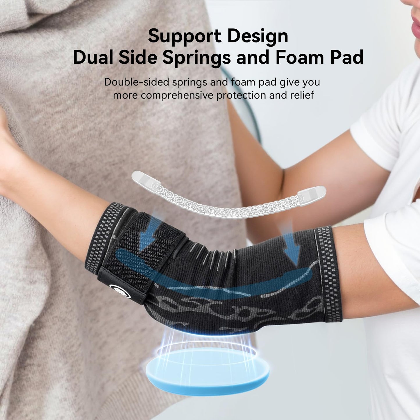 Elbow Compression Sleeve for Tendonitis , Bursitis Elbow Pad Brace – Elbow Brace with Side Springs & Foam Padding for Olecranon Joint Pain, Arthritis, Bursa Protection, Men & Women (Black, Large)