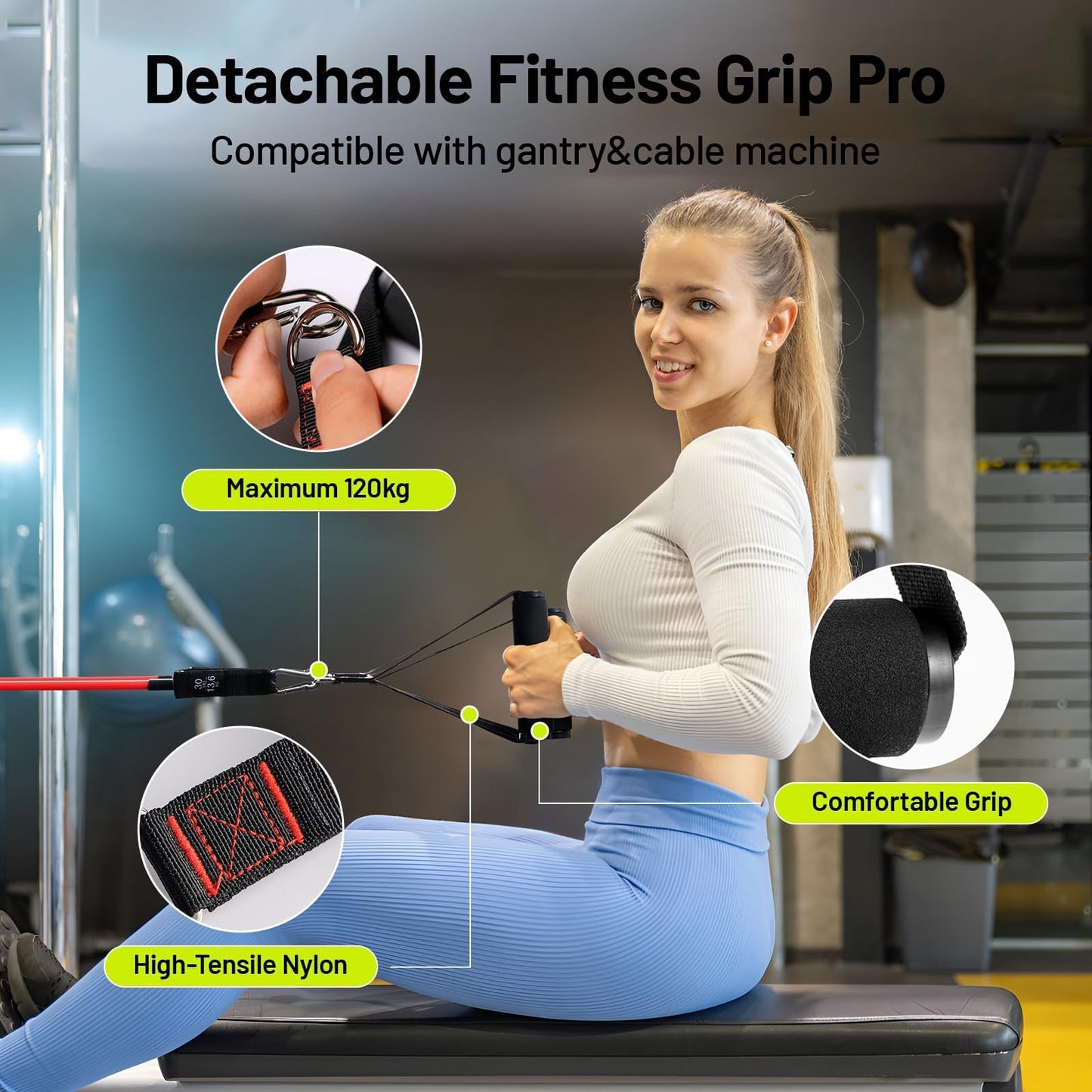 Slim Panda 2-in-1 Resistance Band Kit with Comfort-Grip Handles, Heavy Duty Exercise Band for Physical Therapy, Strength Training, Home Workouts - Includes Door Anchor & Starter Guide