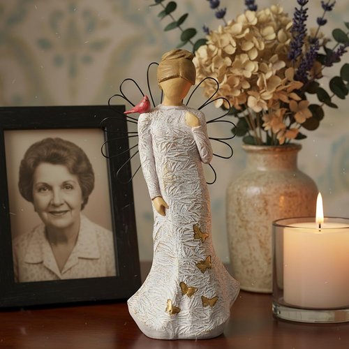 NAN ZAI NAN FANG Sympathy Angel Figurines - Hand-Painted Resin Statues for Loss | Serenity Prayer Gifts