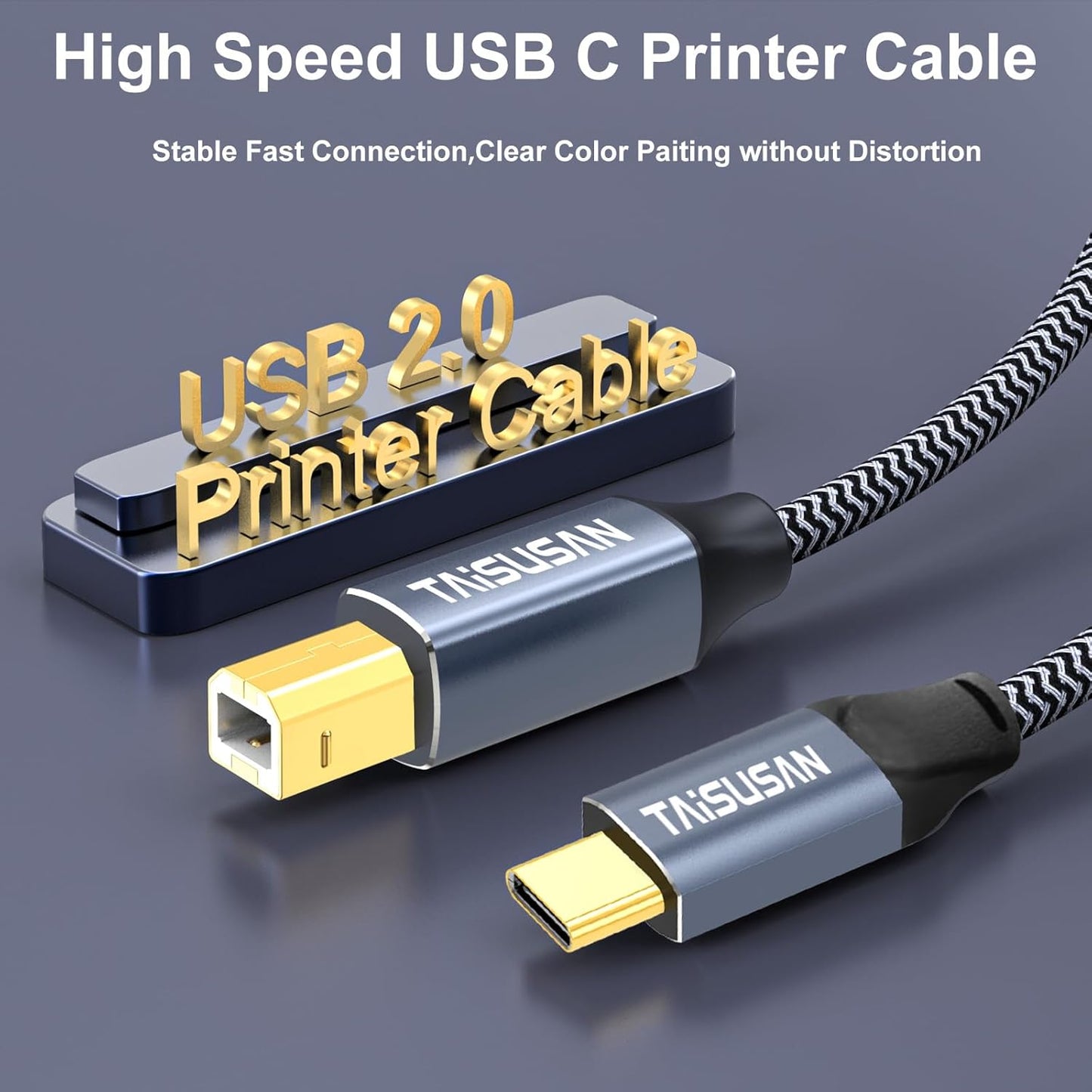20ft, USB C Printer Cable Compatible With Keyboard, MacBook Pro/Air, Printers and Scanners - USB B to C MIDI Cable