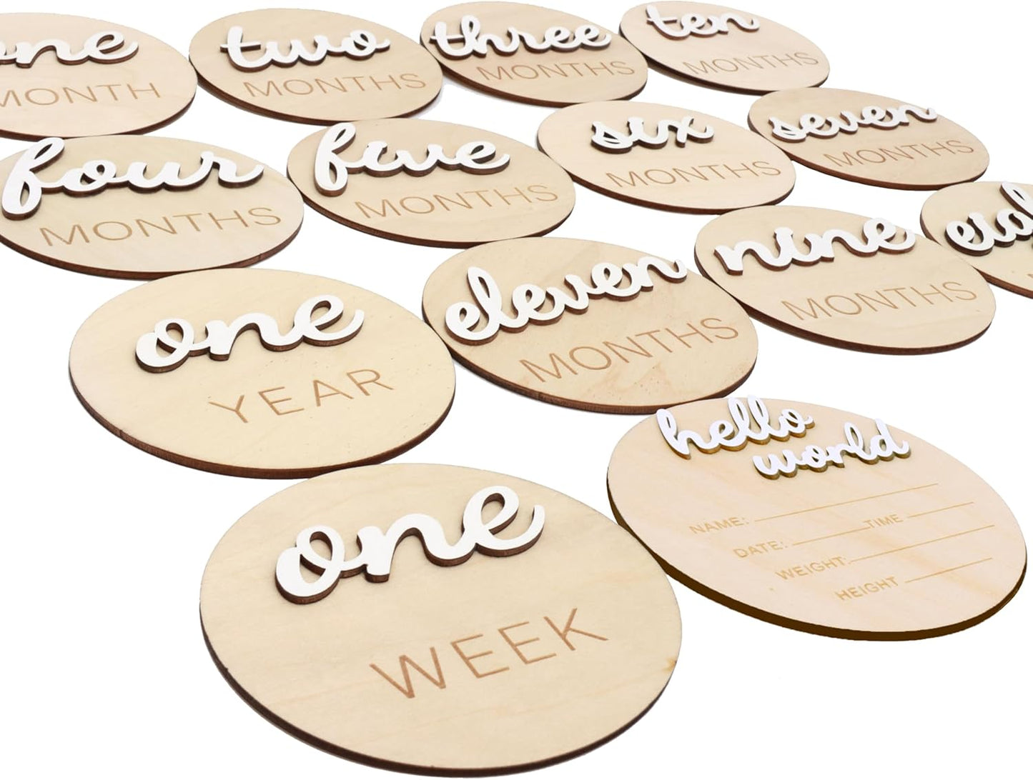 3D Wooden Monthly Milestone Cards, Baby Monthly Milestone Marker Cards, Newborn Memento Milestone to Document Baby's