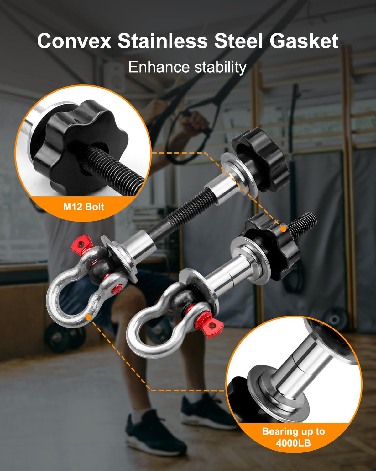 Upgrade Power Rack Attachments with Convex stainless steel gaskets, Versatile O-Ring Attachment Fit for 1-3 inch Squat Frames and Strength Frames, Heavy Duty Band Pegs for Resistance Band, 2 Pcs