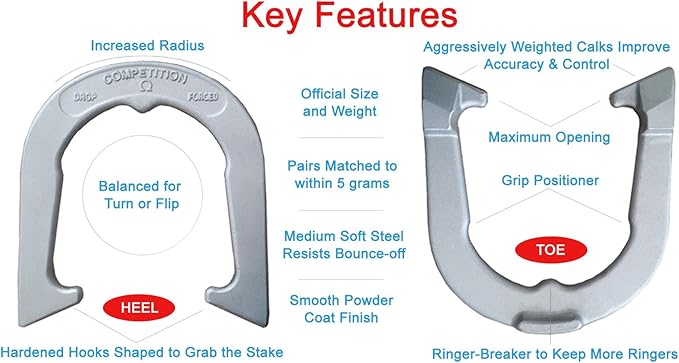 Competition Tournament Pitching Horseshoes - NHPA Sanctioned for Tournament & League Play - Drop Forged Construction - One Pair (2 Shoes)