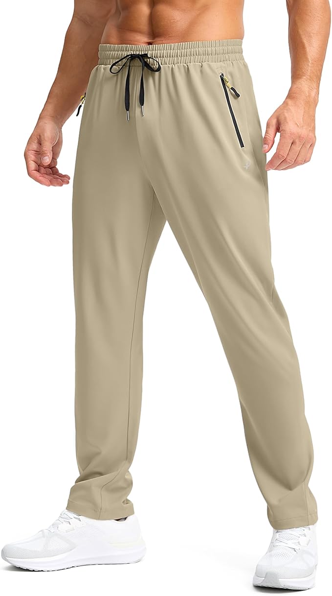 Pudolla Men's Lightweight Hiking Pants Quick-Dry Outdoor Sweatpants with Zipper Pockets for Casual Travel Athletic Workout