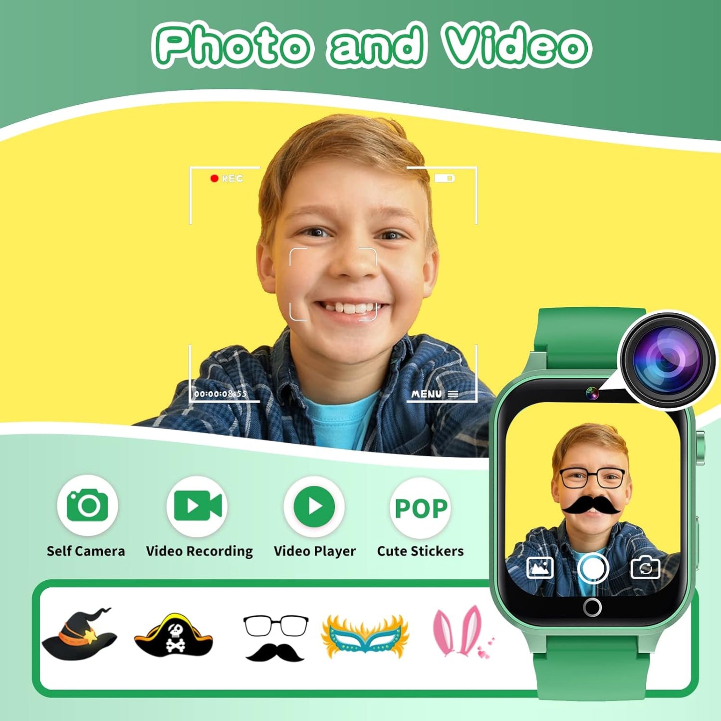 Cosjoype 6-10, 26 4 5 6 7 8 Kids Smart Watch Boys Gift for Age Games Touch Screen HD Video Music Player Learning Cards
