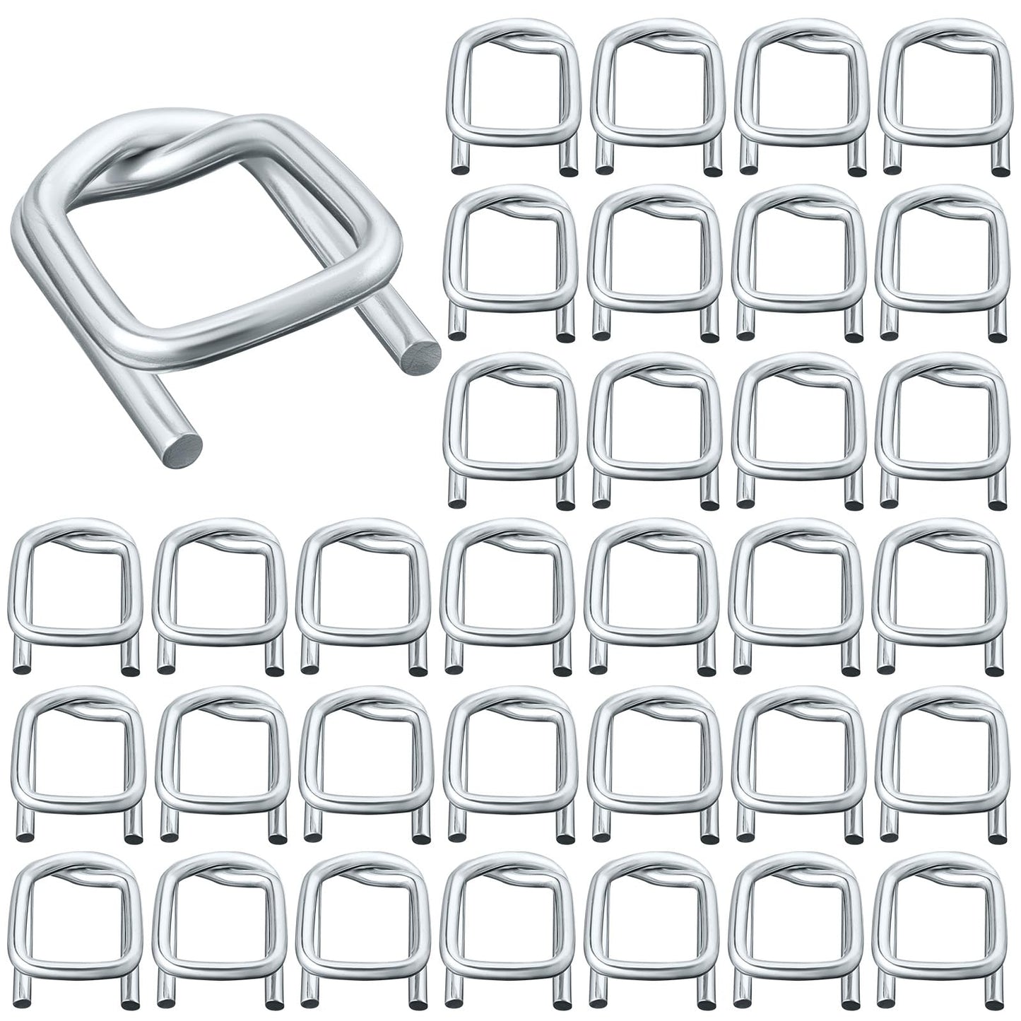 Otoolling 200 Pack Galvanized Cord Strapping Buckles 1/2", Metal Wire Buckles with Galvanized Coating for Woven Cord Strapping, Reusable Strap Buckle
