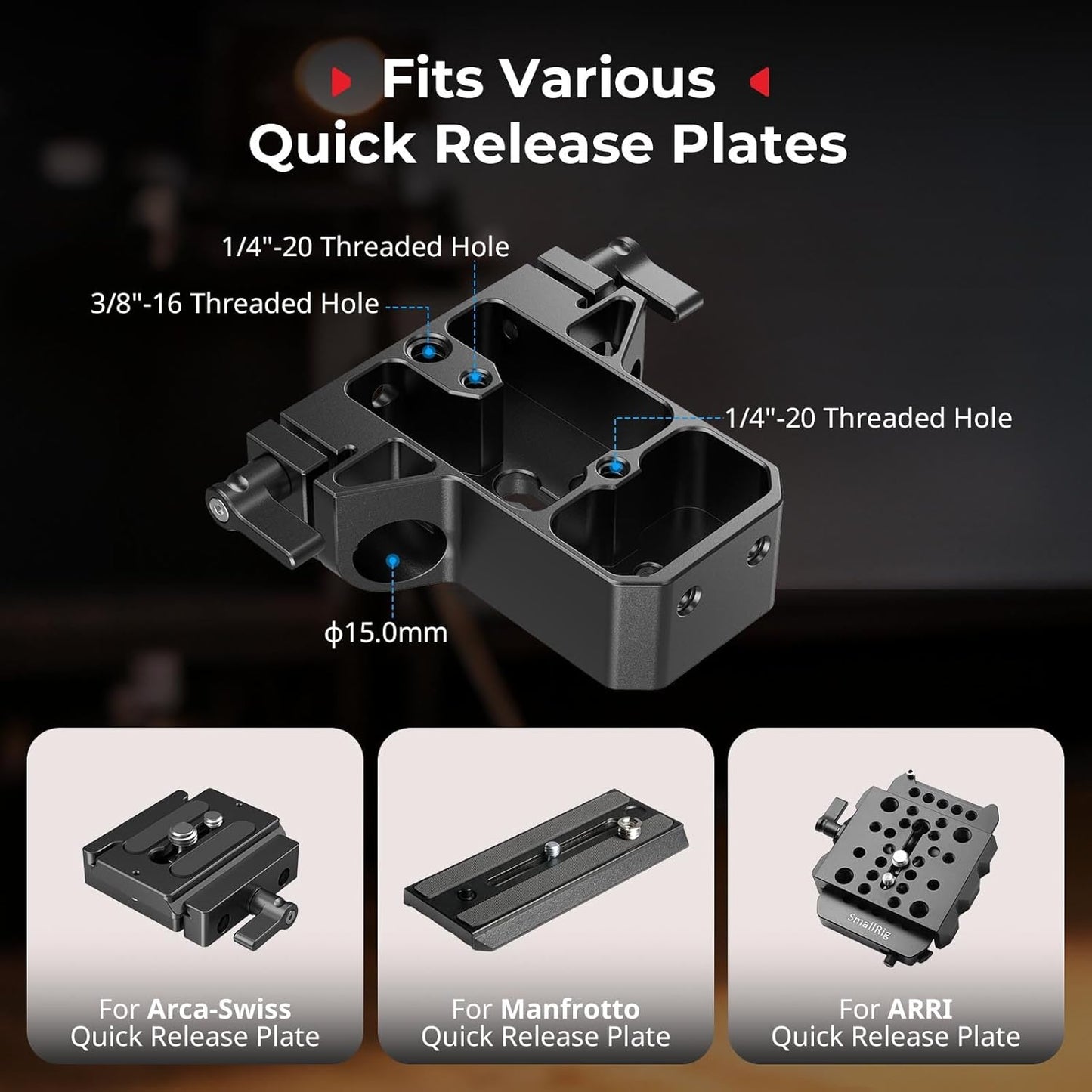 SMALLRIG 15mm 15mm (8'' 20cm), A6500 A6600 A6300, R5 R6, A7SIII A7III, 5609 Camera Base Plate Kit with LWS Rod Rail