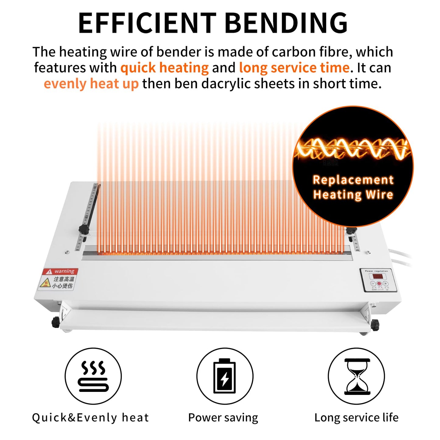 RUOXIJUFU 24inch Acrylic Bending Machine, 110V PVC Plastic Bender with Bracket Angle Adjustment, 60cm Plastic Heat Bending Machine Heater 0-450℃