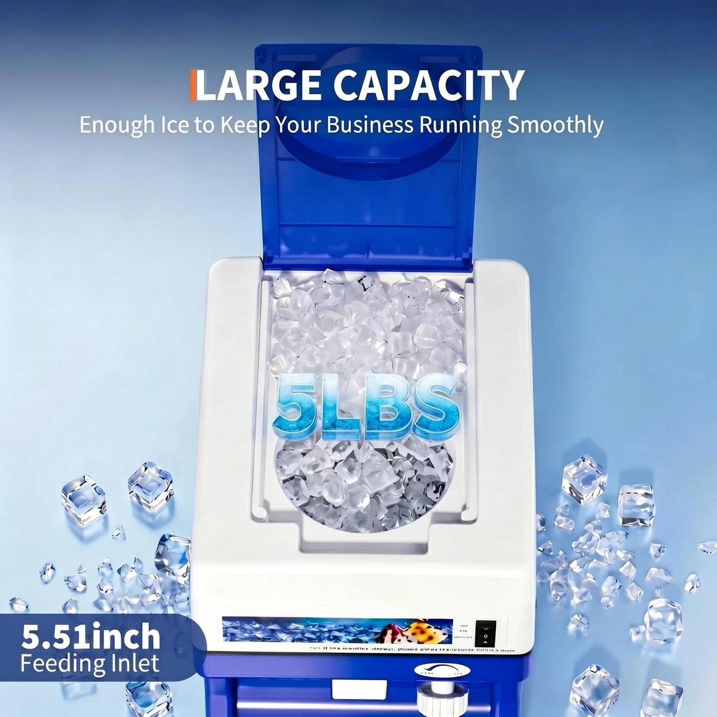 Garvee Commercial Ice Shaver Crusher 300LBS/H, 500W Electric Snow Cone Maker, 500RPM Tabletop Ice Shaving Machine with 4.41LBS Hopper & Stainless Steel Blade for Home, Parties, Snack Bars, Blue