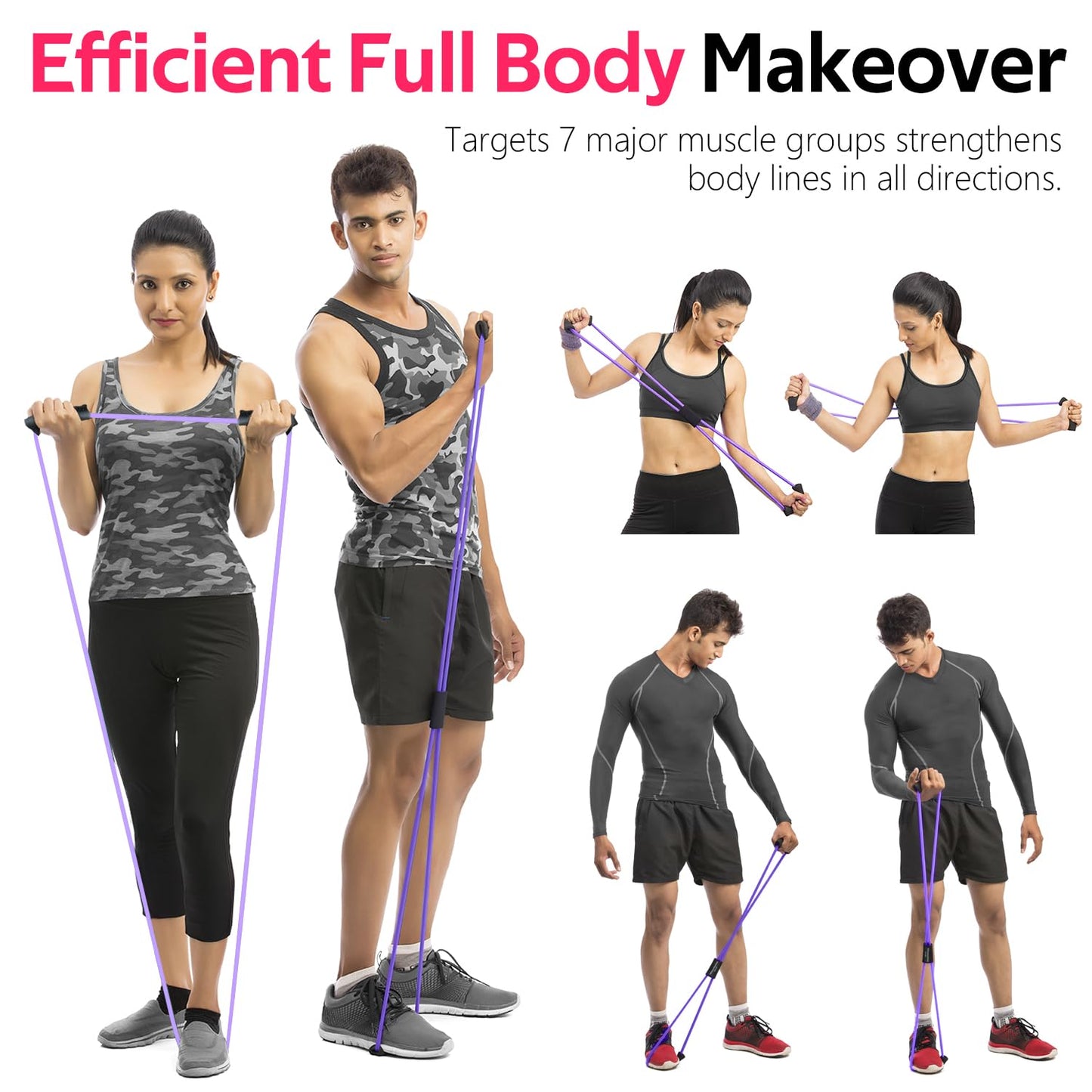 Resistance Bands, Figure 8 Fitness Exercise Bands with Handles - 8 Shaped Resistance Bands of 3 for Arm and Shoulder Stretch, Rope 8 Word Elastic for Women and Men