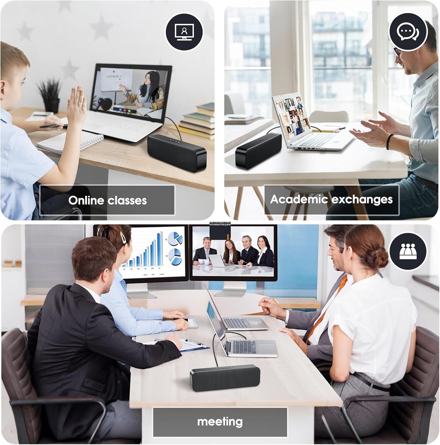 KASOHQEE 3.5mm USB Computer Speakers,Pc Speakers for Desktop,Stereo Sound & Rich Bass,with Aux-in,Bluetooth,TF Card