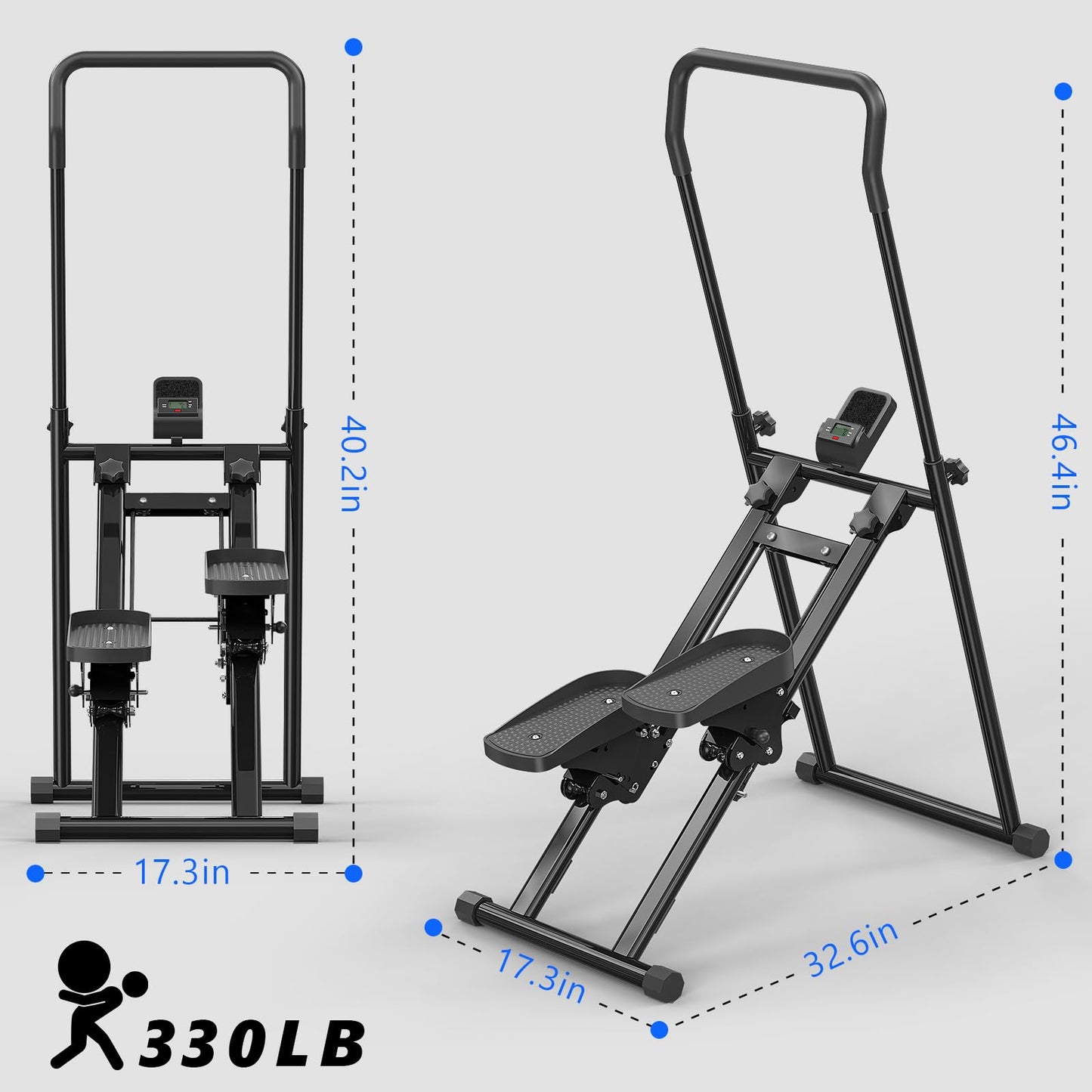 HOMGIM Stair Stepper Machine for Home Gym, Folding Cardio Vertical Climber Step Machine with LCD Monitor & Handlebars, Low-Impact Full Body Climbing Workout Equipment, 330 LBS Capacity
