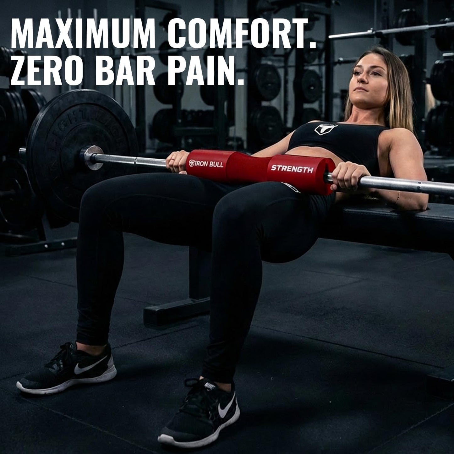 Advanced Squat Pad - Barbell Pad for Squats, Lunges & Hip Thrusts - Neck & Shoulder Protective Pad Support (Red)