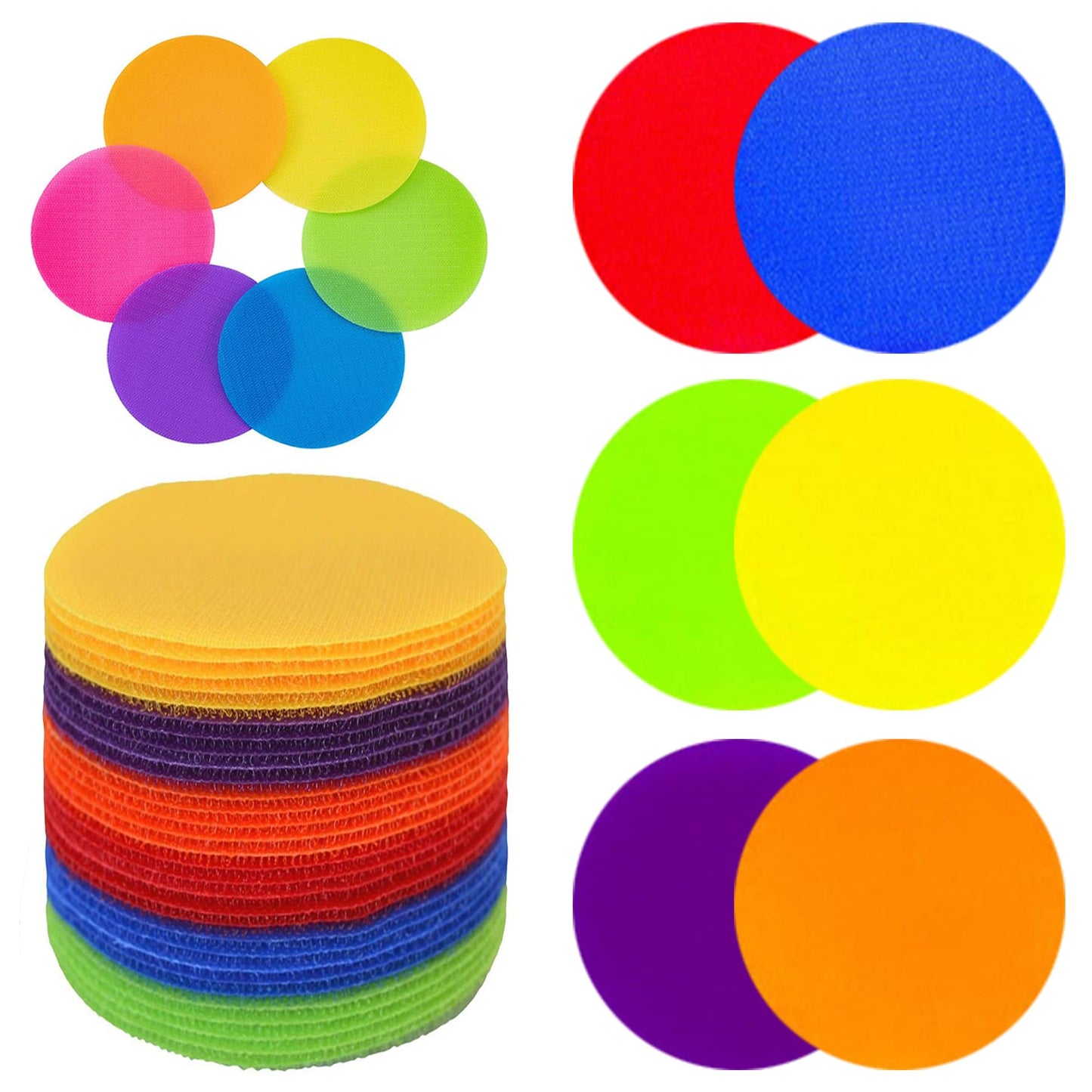 CeroDimo 30 Pcs Carpet Spot Markers, Carpet Markers, 4" Poly Spots, Rubber Circles for Gym, Floor Dots, Polyspots for Classroom, Teachers, Yoga, Decoration