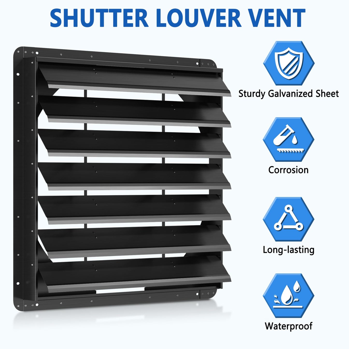 30 Inch Galvanized Sheet Spraying Automatic Exhaust Shutter Louver Vent (No Fan Blades and Motor) for Home Attics, Workshops, Barn, Greenhouse
