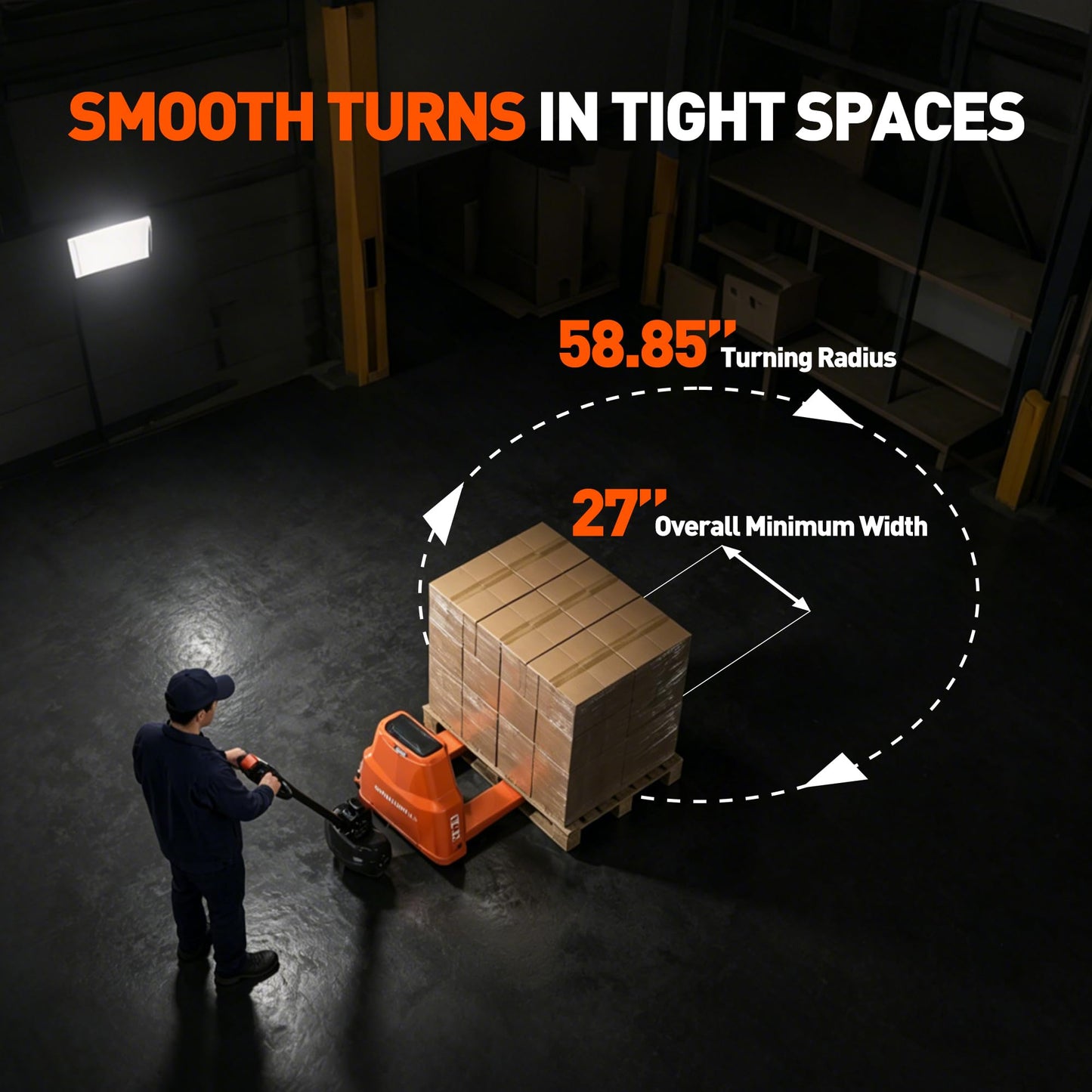 Full Electric Pallet Jack Trucks 2PCS, 4400lbs Capacity Motorized Pallet Lift Trucks, 48" x 27" Fork Size 48V 20Ah Powered Lithium Battery Truck, 3.35 to 7.68 Inch Lift Height for Material Handling