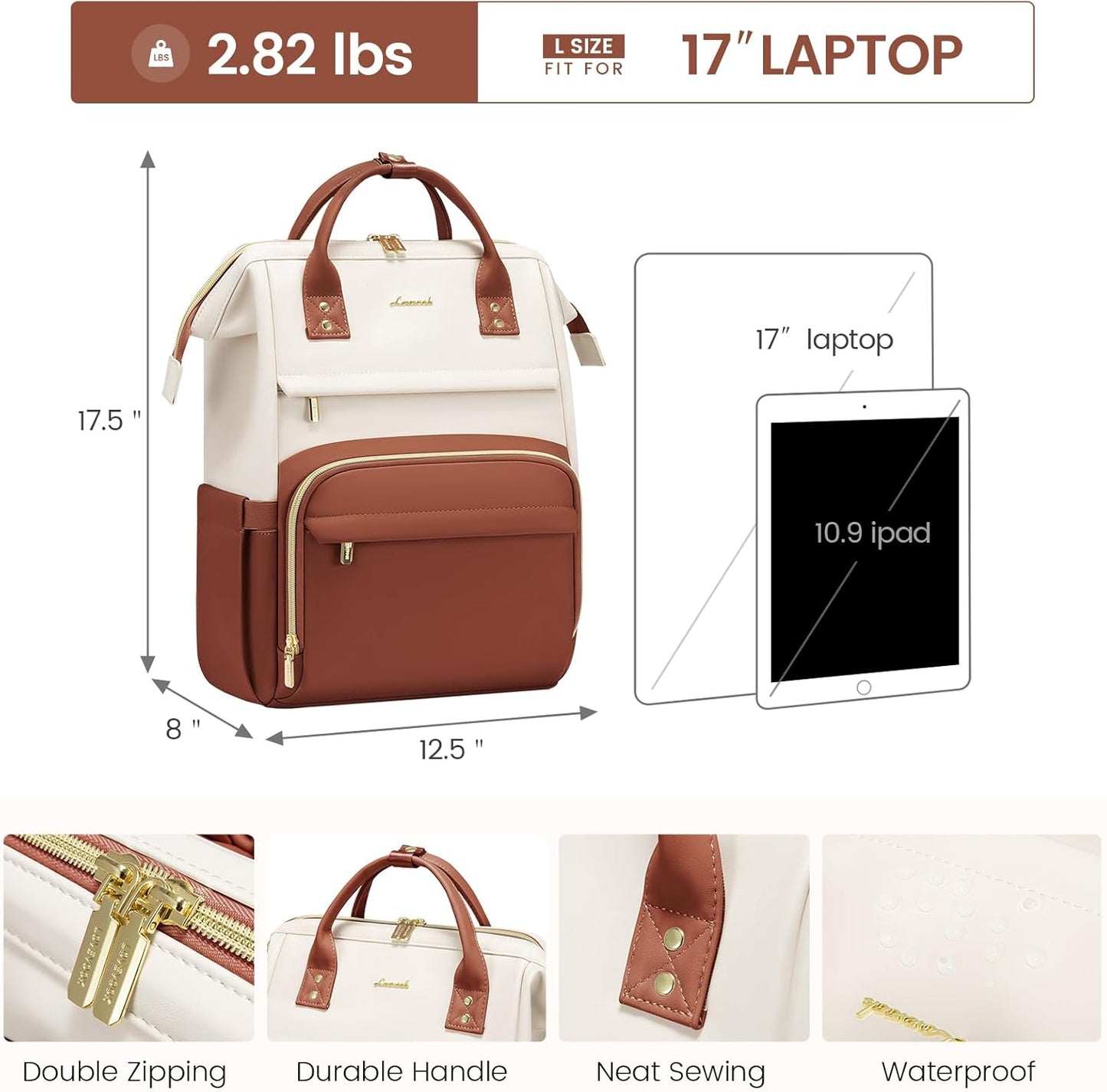 Backpack Women,17 inch Backpack Backpack Backpack LOVEVOOK Leather for Leather Laptop Women,Professional Work Nurse