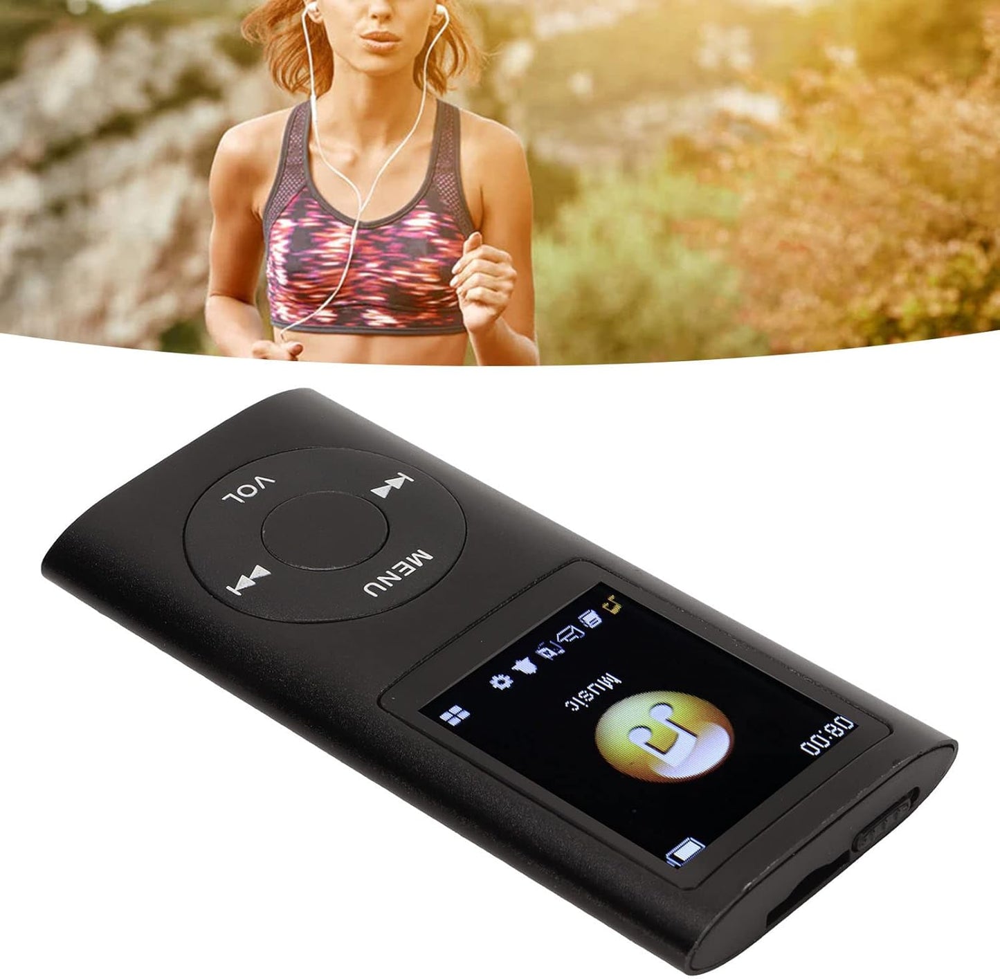 Estink MP3, MP3 1.8inch MP3 Mini Portable Stylish Multifunctional Lossless Sound Slim Player, Large LCD Screen Player