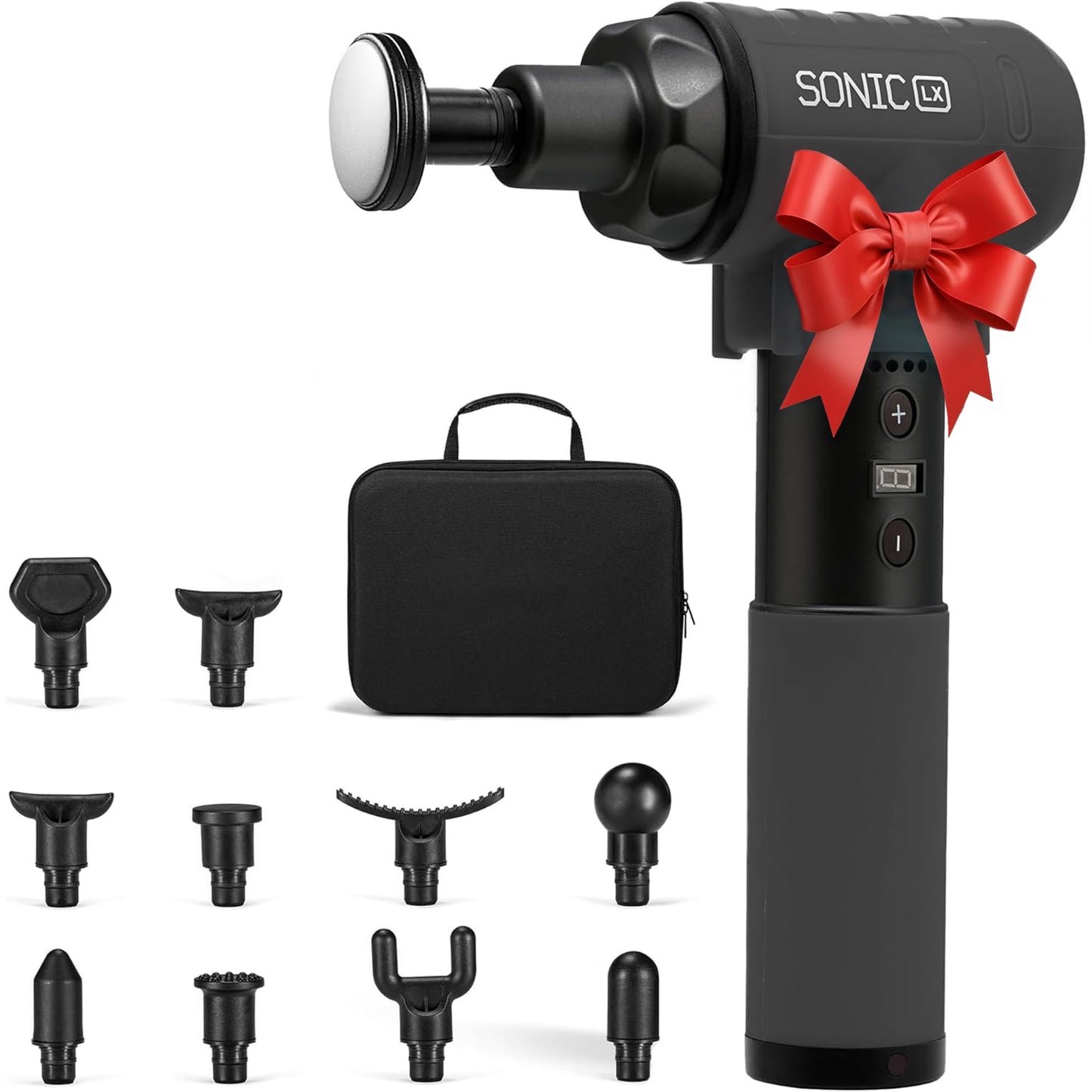 LifePro Sonic LX Athletic Heated Massage Gun – Deep Tissue Portable Massager for Muscle Recovery - 9 Speed & 10 Heads Massage Gun - Rechargeable Percussion Massager for Athletes & Sports Enthusiasts