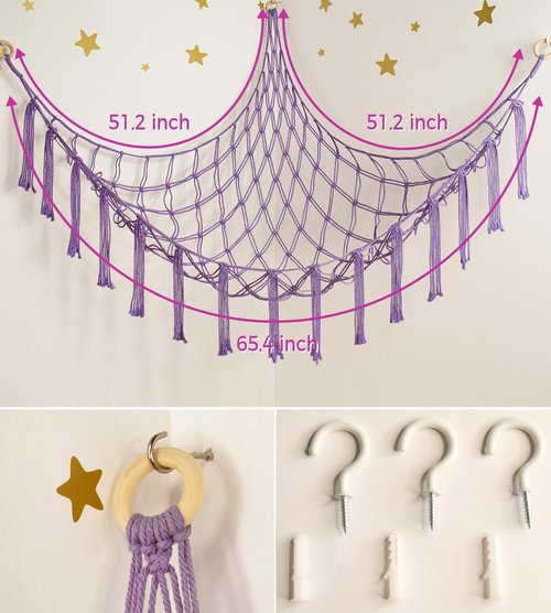 Mirolam Stuffed Animal Storage Hammock Net - Large Corner Organizer for Toys | Baby Nursery Decor