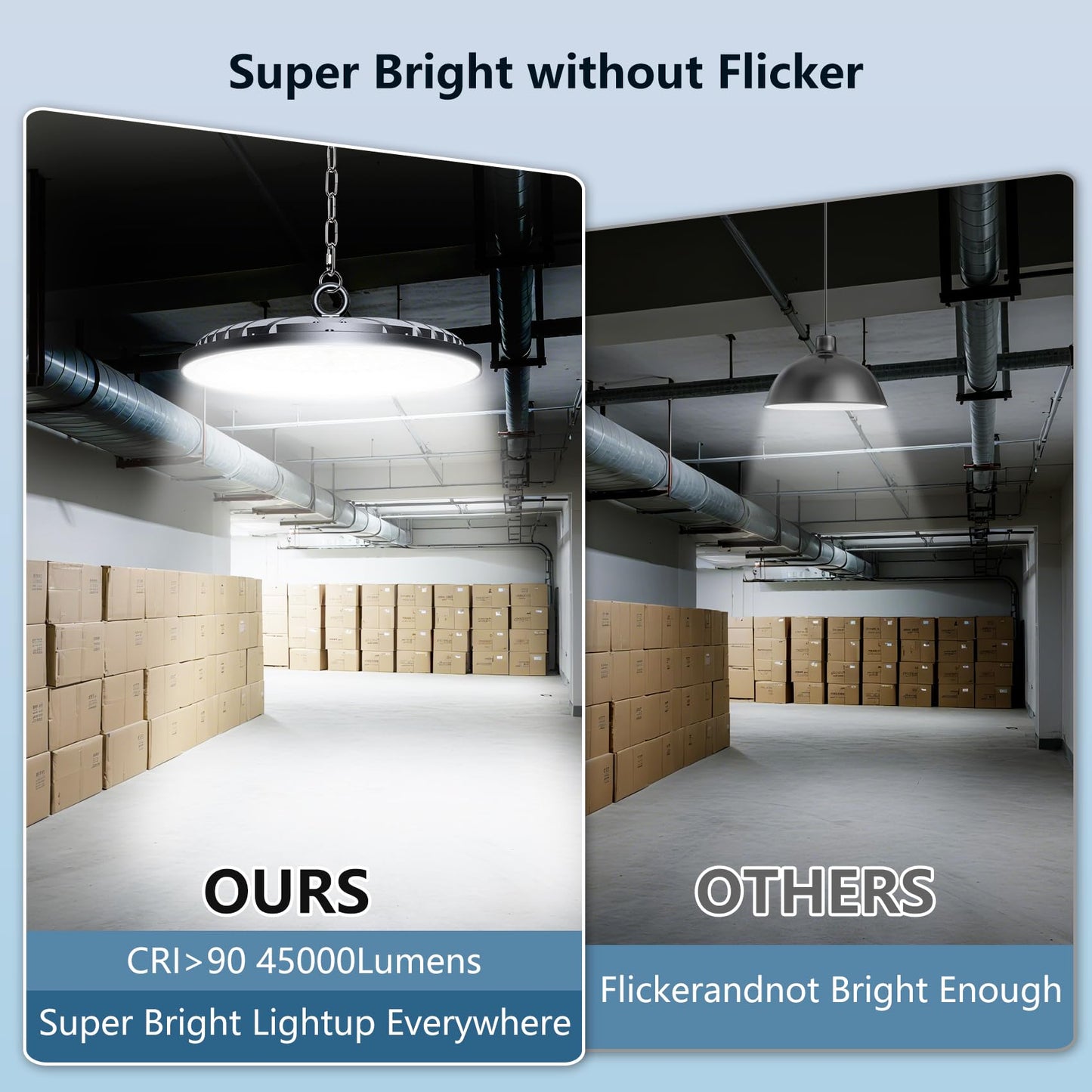 AIKVSXER 6 Pack 300W LED Shop Lights, 45000LM 6000K Daylight UFO LED High Bay Light, IP65 Waterproof Commercial Bay Lighting with Plug for Warehouse Garage Lights Workshop Gym Factory