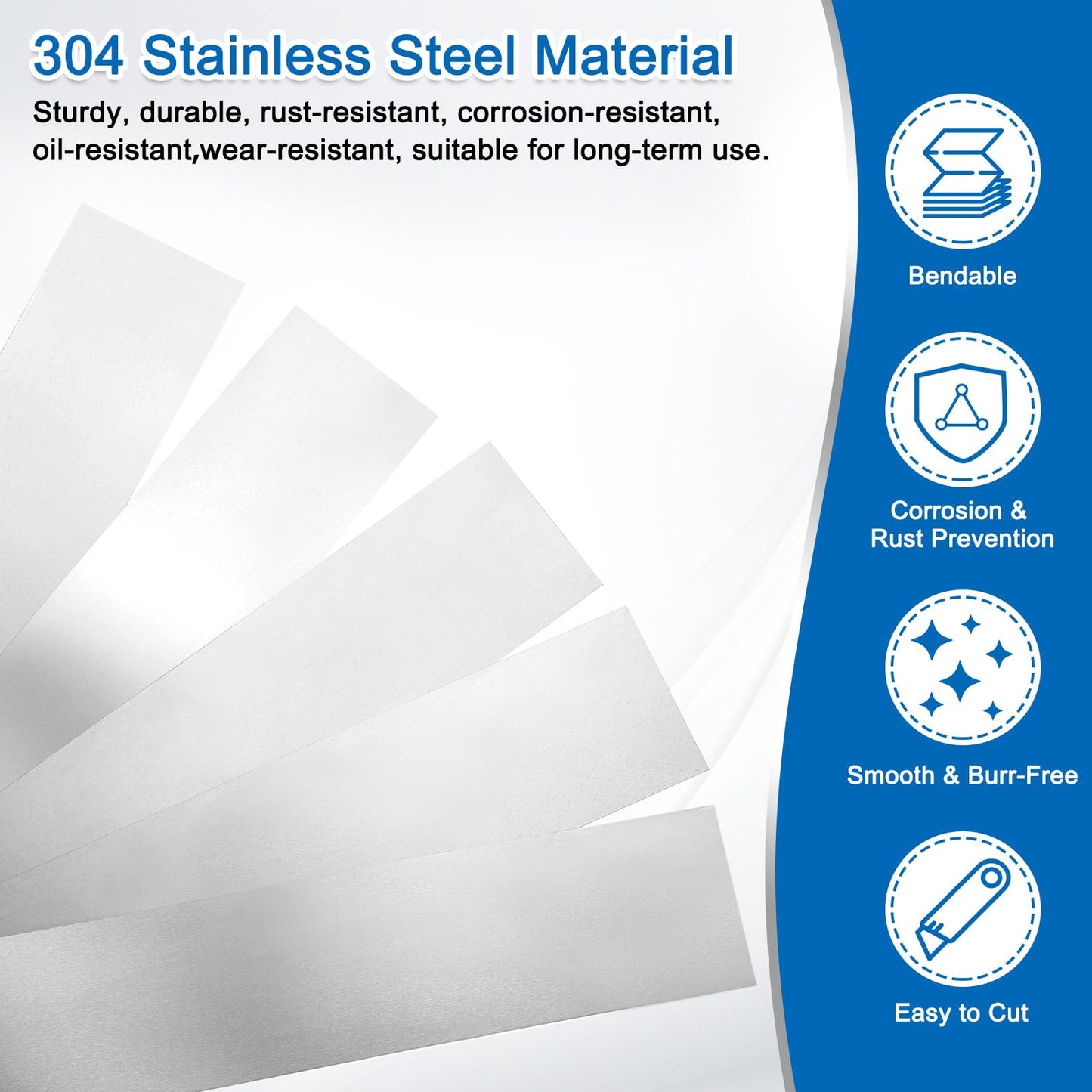uxcell 8 Pcs Stainless Steel Shim Stock, 1" Width 6" Length 0.03mm Thickness Metal Shims Flat Shims Corrosion Resistant for Leveling, Gap Filler Trim Strip, Silver