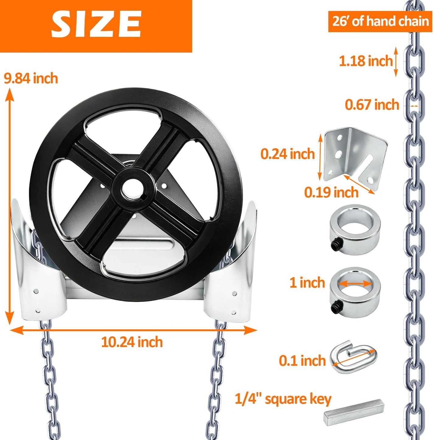 ‎NULTRUMA Garage Door Chain Hoist, 1:1 Reduced Drive Heavy Duty Wall Mounted Jackshaft Hoist Opener with 26ft Long Chain, for Roll Up Doors, Roller Shutters, Warehouses & Direct Drive Garage Doors