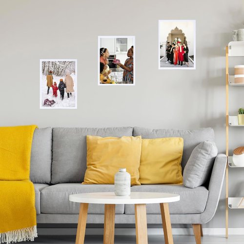 JCJMY 10x16 Picture Frame - White Wall Mount for Horizontal or Vertical Display | Shatter-Resistant Plexiglass