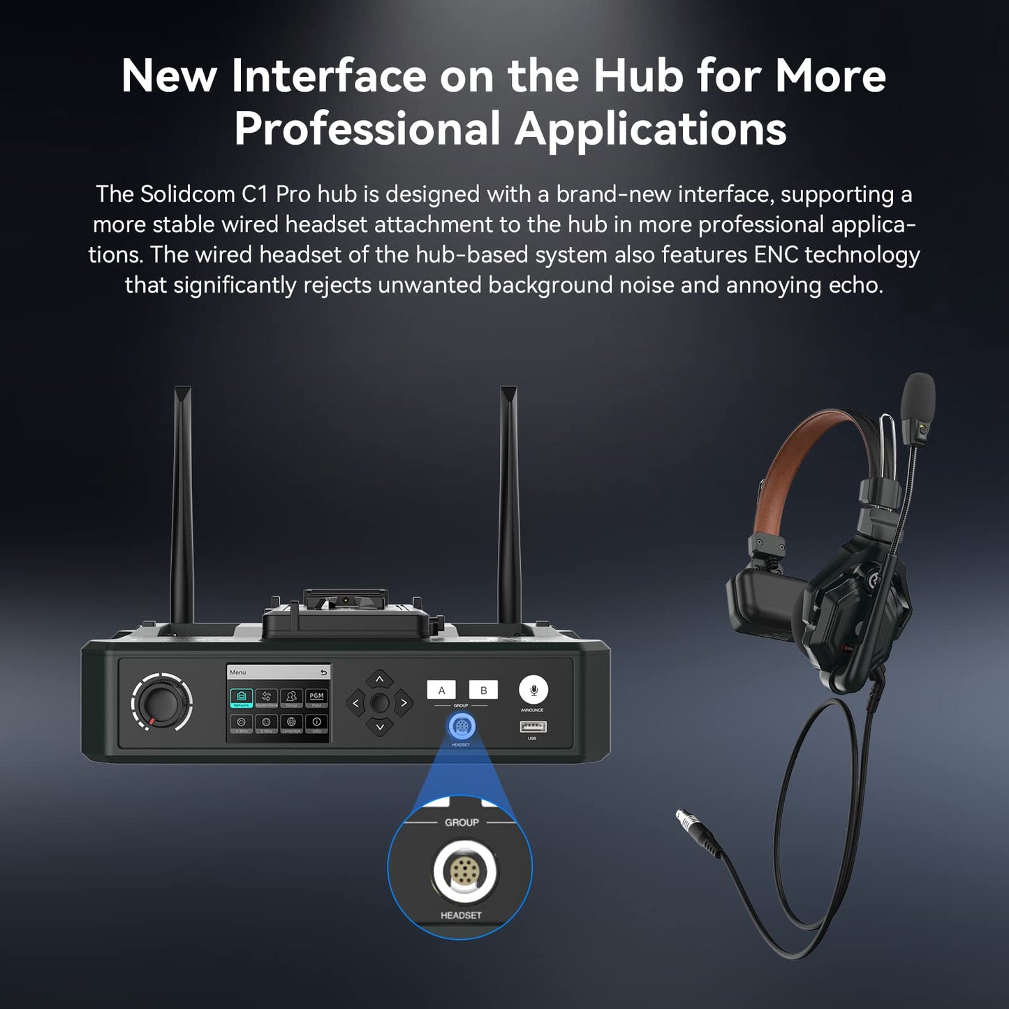 Hollyland Solidcom C1 PRO 9-Users Wireless Headset Intercom System ENC Noise Cancellation with Base Station, 1.9GHz Full-Duplex Team Communication with AB Grouping Cloud Meeting Announcement