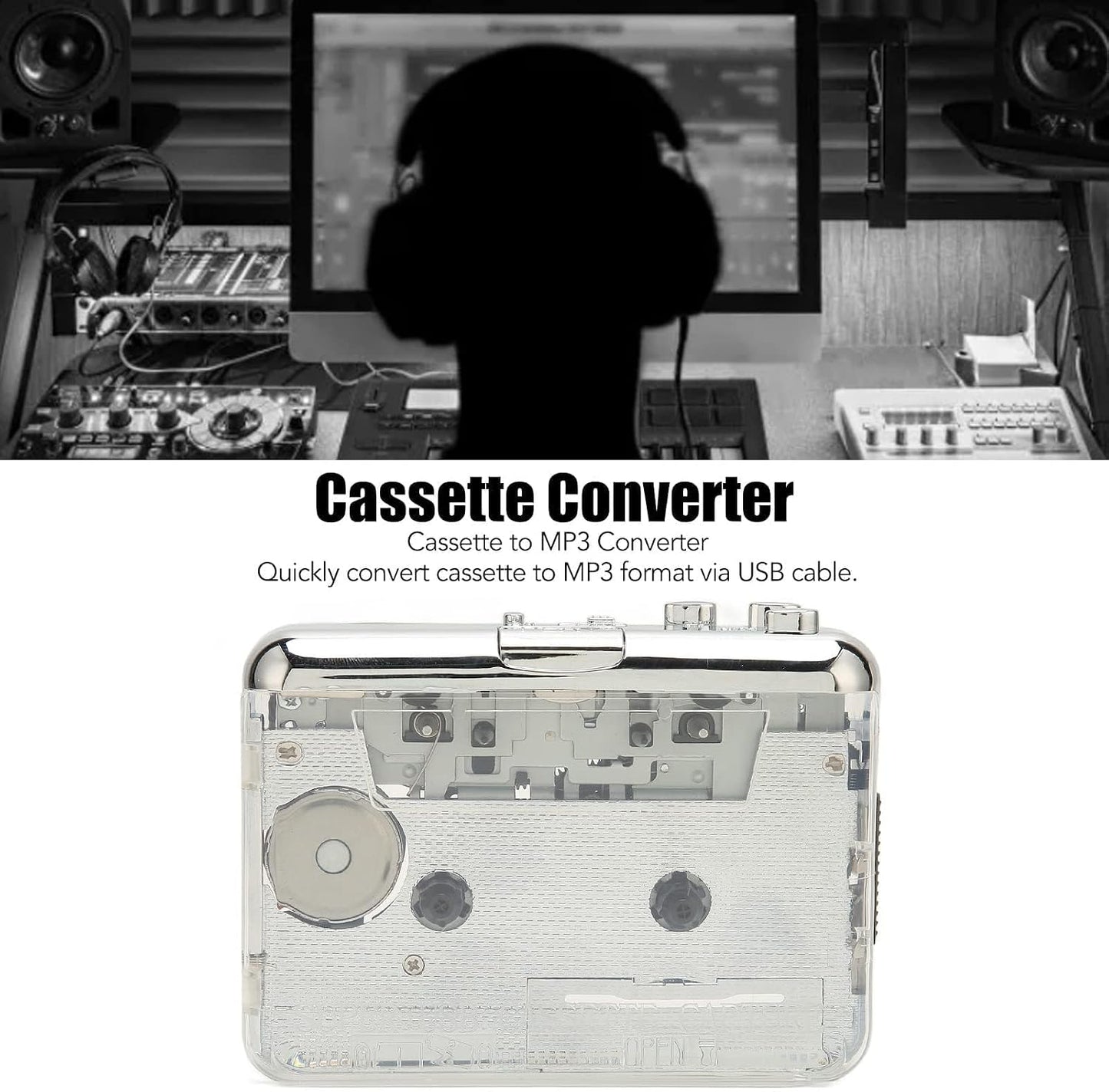 Kukyller Cassette Cassette Cassette Mp3 3.5mm Personal Player, Player to Converter Recorder Converter Audio Music