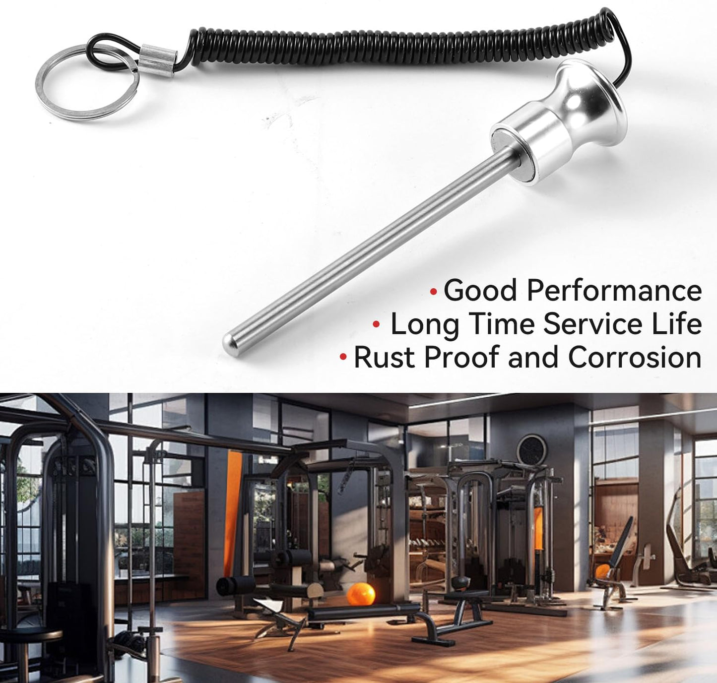 Gym Pin, Weight Stack Pin, Magnetic Weights Pin, Universal Magnetic Weight Pin with Pull Rope, Gym Pins for Weight Stack, Home Gym Parts, Exercise Machine Parts & Accessorie(Silver *2)