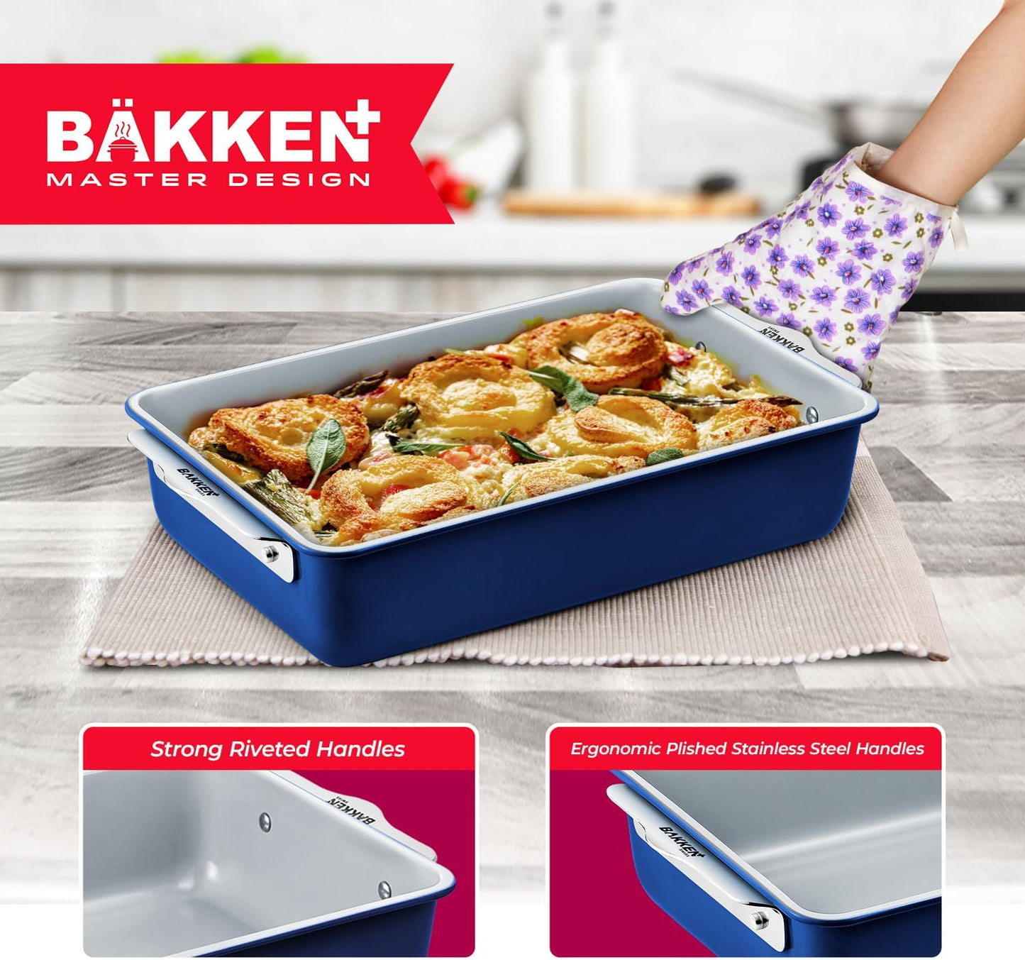 Premium Non-Stick Ceramic Baking Sheet Pan - Aluminized Steel, PFOA & PFAS Free - Non-Toxic, Ideal for Baking & Roasting - Medium Size (15.5" x 10") | Blue