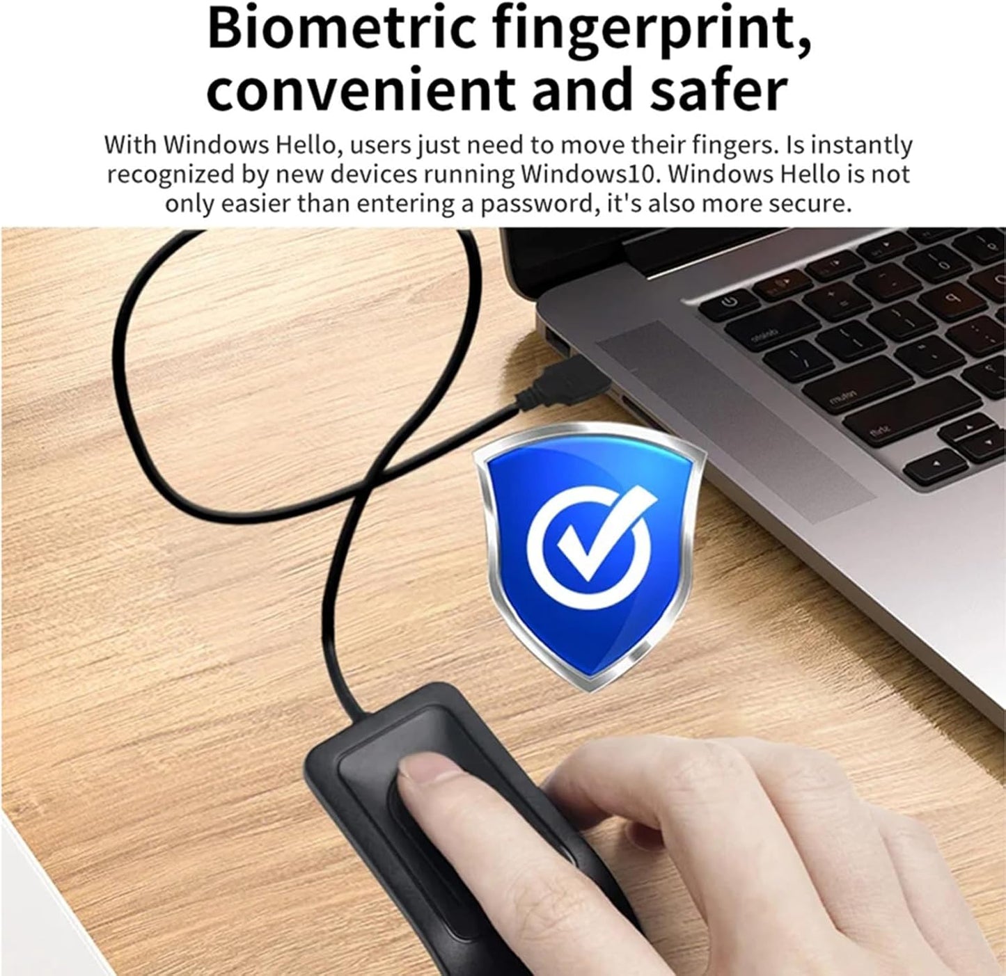 Treamvp 10 508DPI USB Fingerprint Reader for Windows Hello, Biometric Fingerprint Scanner, High Security Password Free
