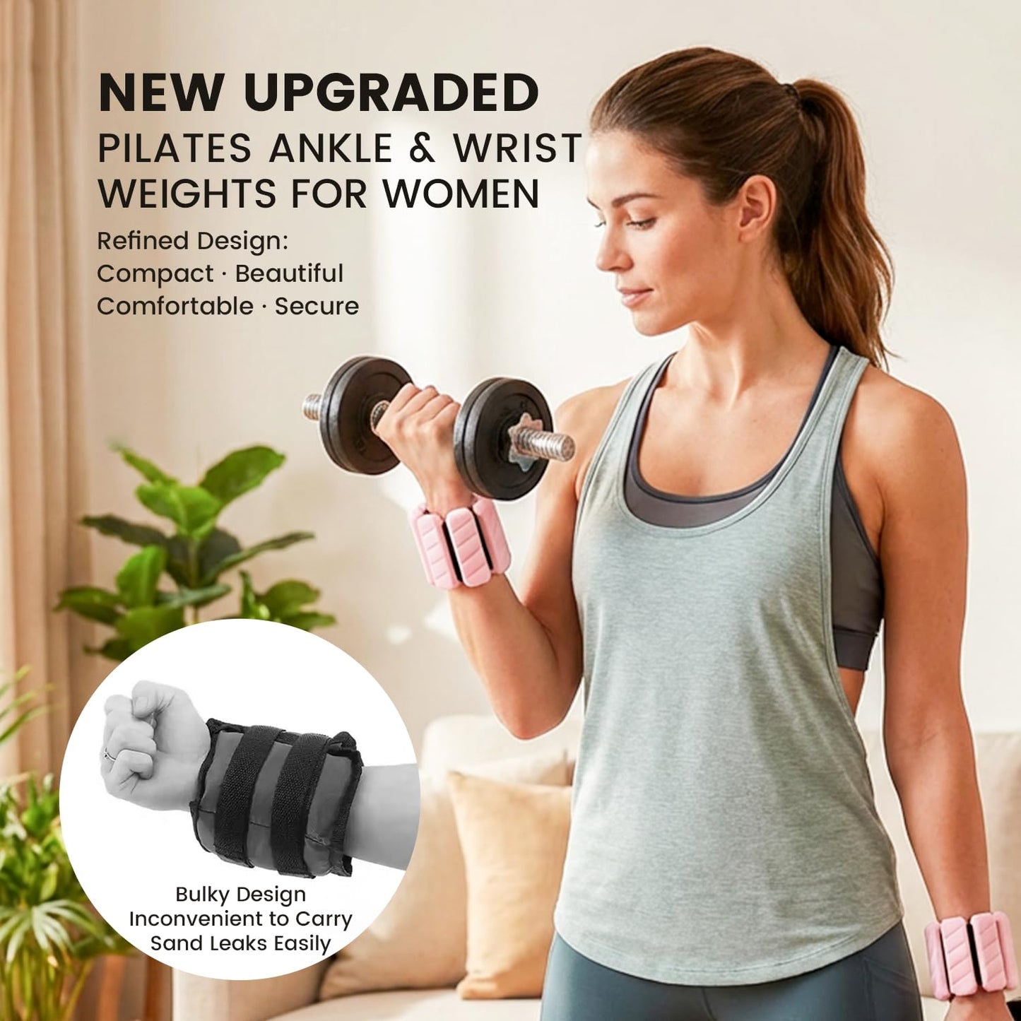 KIMPOK Wrist & Ankle Weights – 2 lbs / 1 lb Pair, Silicone-Wrapped Adjustable Wearable Weights for Toning, Walking, Pilates & Yoga (pink, 1 lb pair (0.5 lb each))