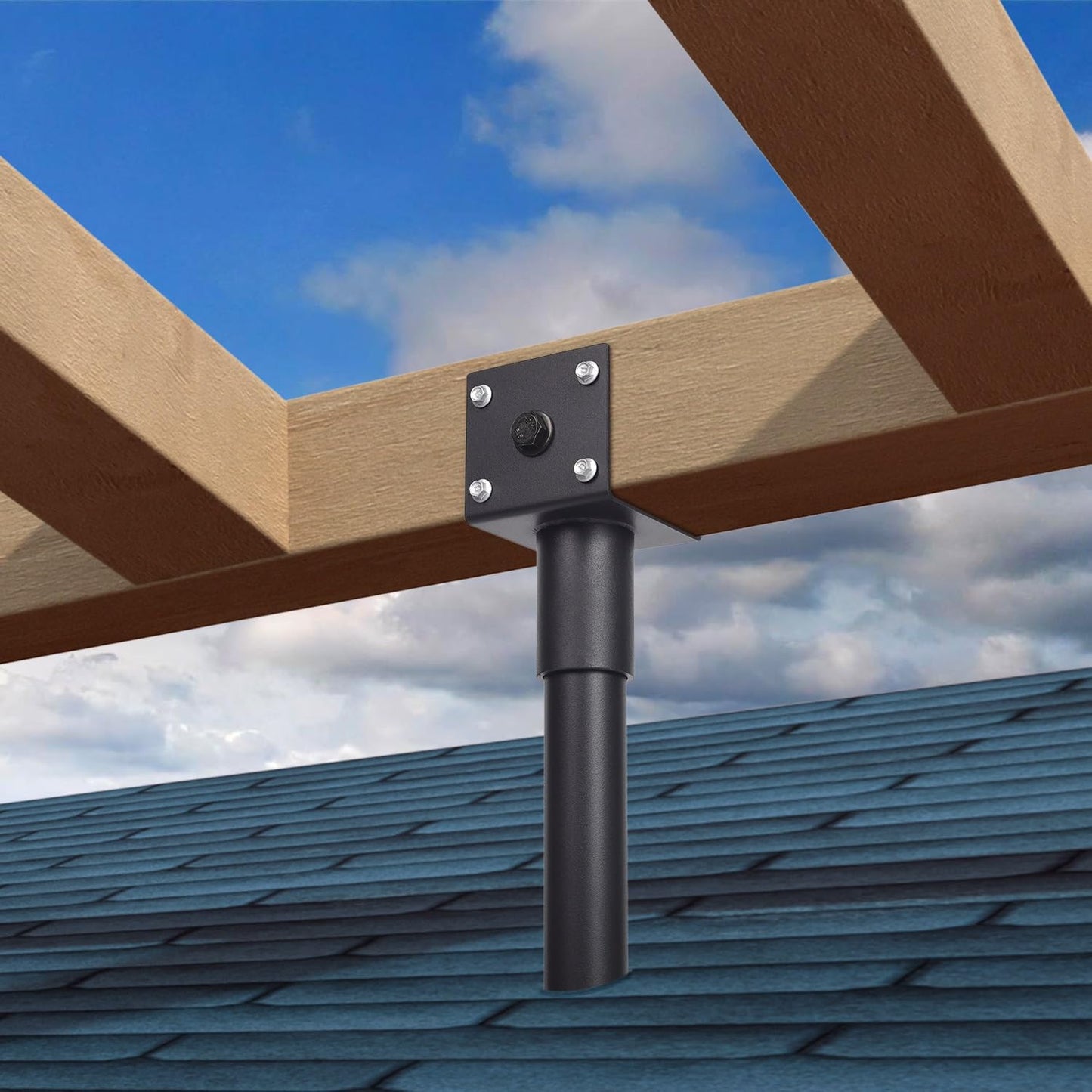 3.6" Heavy Duty Saddle Roof Riser for Patio Pergolas, 16-1/2" High, (Black - Set of 4)