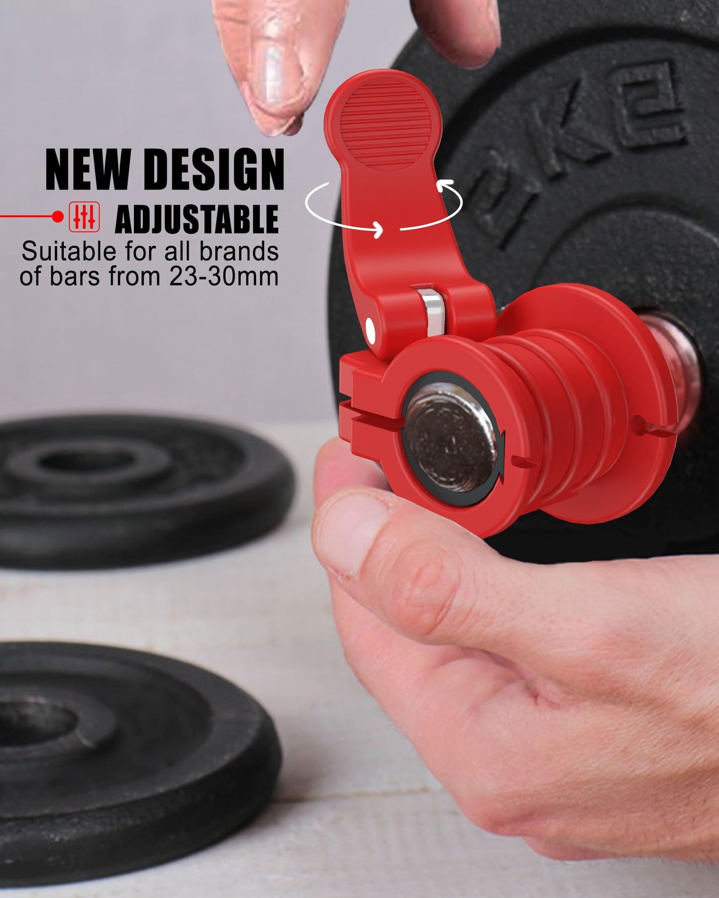 ZY-HUAN Pro Barbell Clips 1 inch Barbell Clamps 0.9-1.18inch Quick Release Weight Clips for Bars Multi-Size Adjustable Olympic Barbell Clamps (Red)