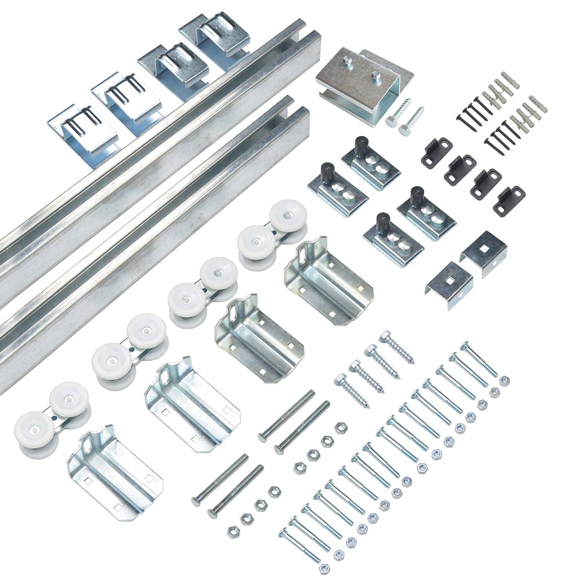 DIYHD 13FT Galvanized Steel Exterior Double Sliding Barn Door Hardware,Heavy Duty Wall Mount Box Track Kit for Outdoor Use,MAX Load 330lbs,Kit to Hang 2 Doors(Fit 39" X 2 Door)