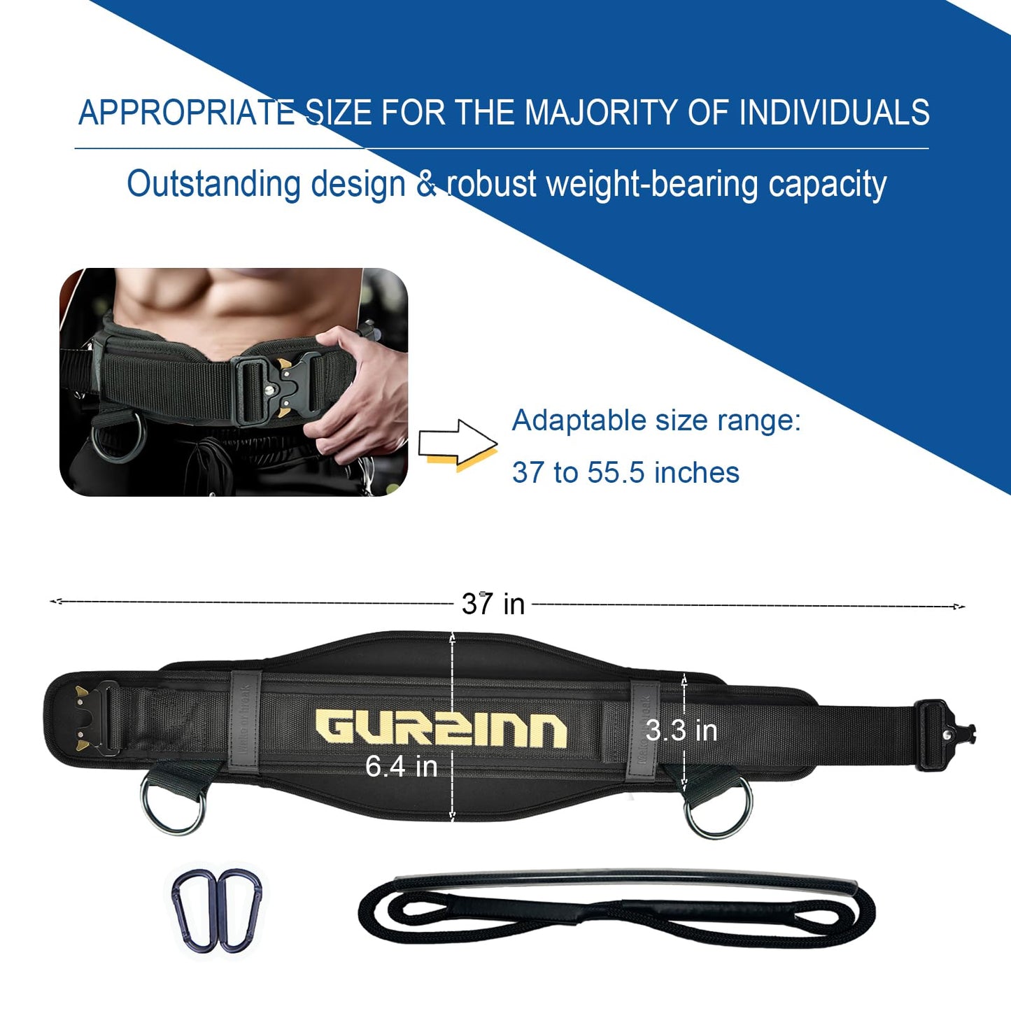 Weight Lifting Belt with Quick Lock & 39.37" Dip Rope | 2-in-1 Dip Belt for Squat, Pull Up, Deadlift | Heavy Duty 400 LBS Gym Belt for Men & Women