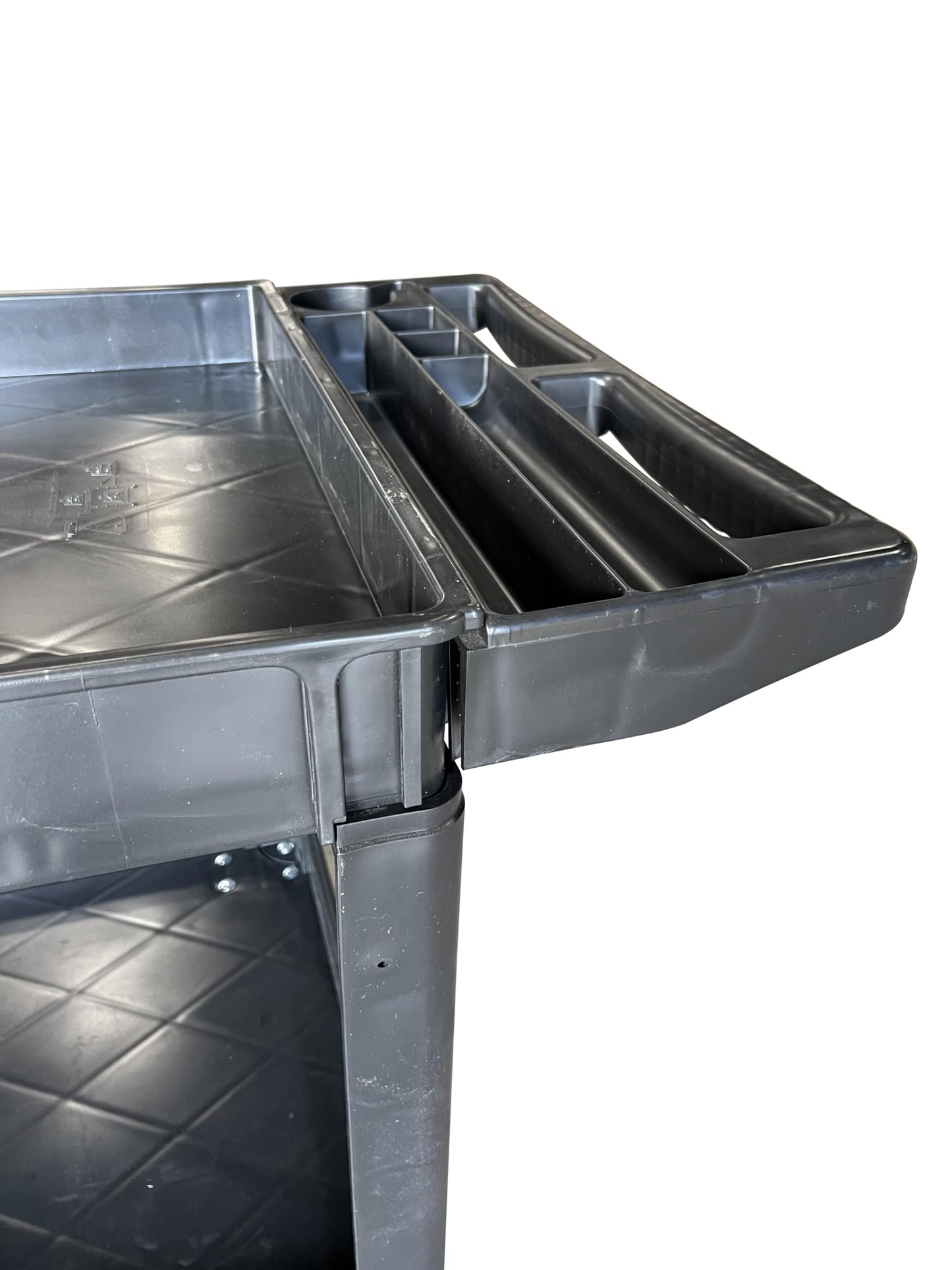 Plastic Utility Cart, 45-1/2" L x 25-1/2" W with Handle 2 Shelves, 550lb Cap. Heavy Duty 2 Swivel 2 Rigid Wheels, Large Lipped Shelf, Ergonomic Storage Handle for Warehouse/Garage/Cleaning