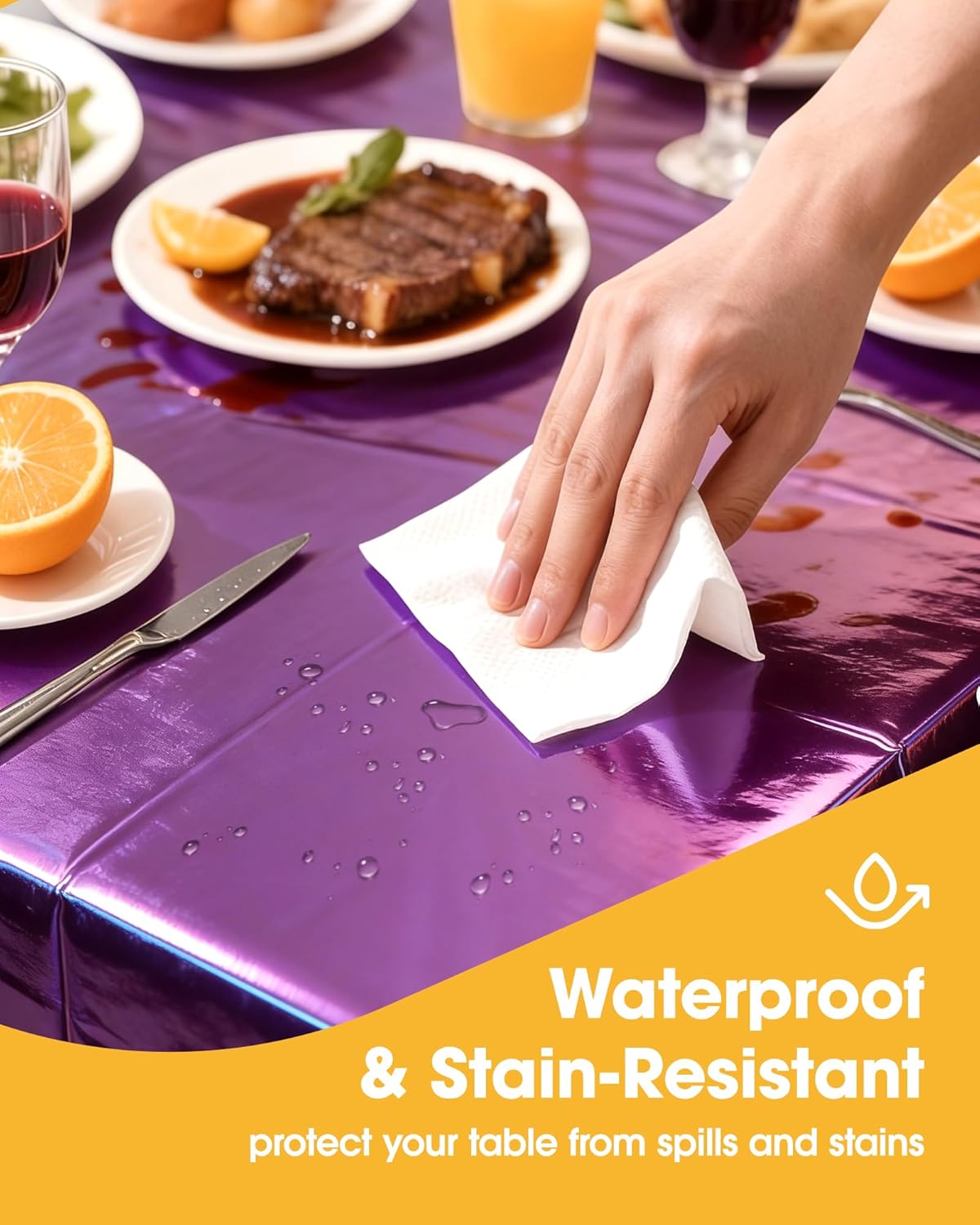 Niuara Iridescent Purple Tablecloths - 4 Pack 54" × 108" Disposable Covers for Parties & Gatherings