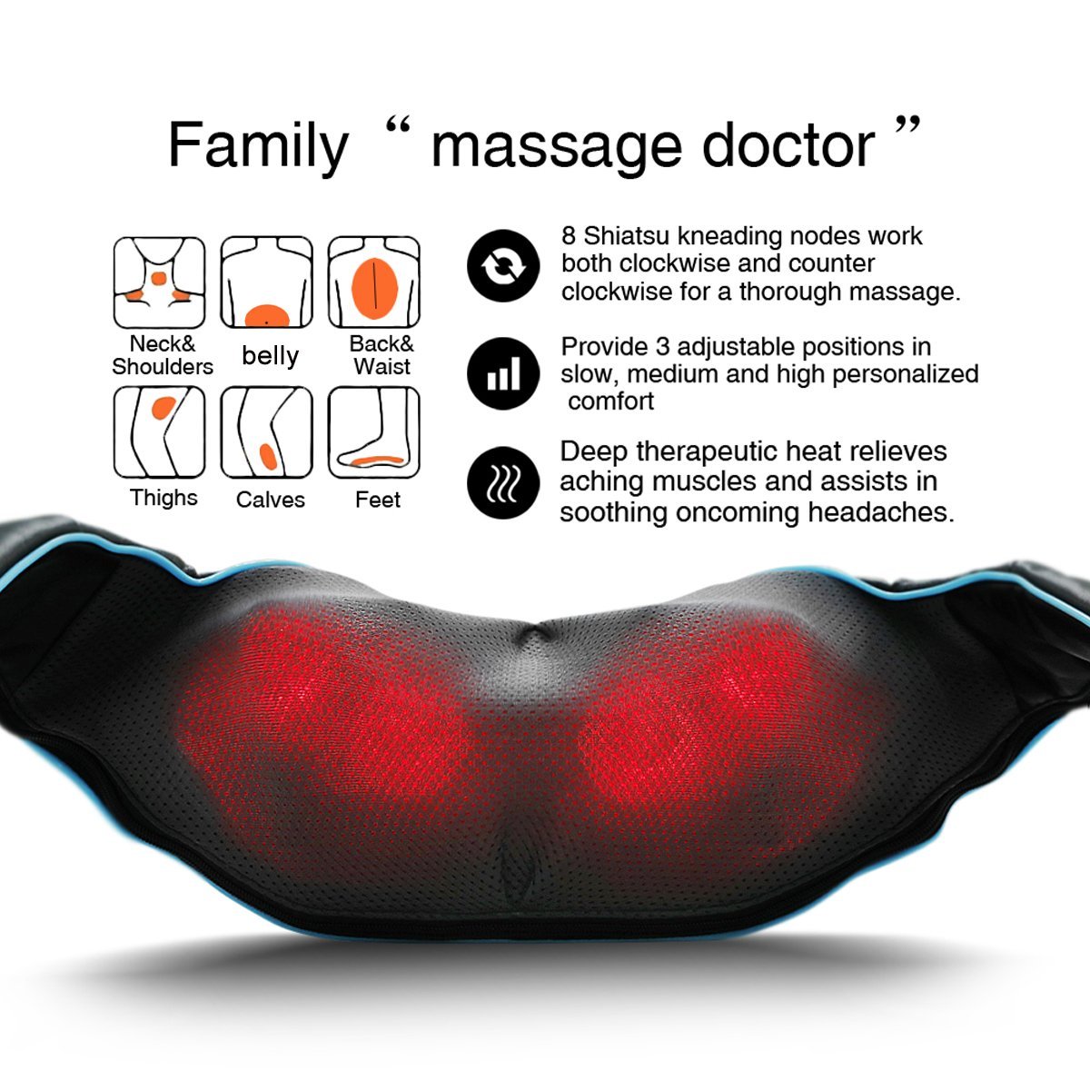 Mo Cuishle Fathers Day Dad Gifts, Shiatsu Back Shoulder and Neck Massager with Heat, Electric Deep Tissue 4D Kneading Massage, Best Gifts for Women Men Mom Wife Husband her him, Mothers Day, Christmas
