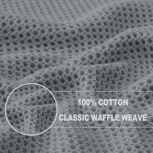 Homaxy Kitchen Dish Towels - 100% Cotton Waffle Weave, Ultra Soft & Absorbent, 13 x 28 Inches, 8-Pack | Grey